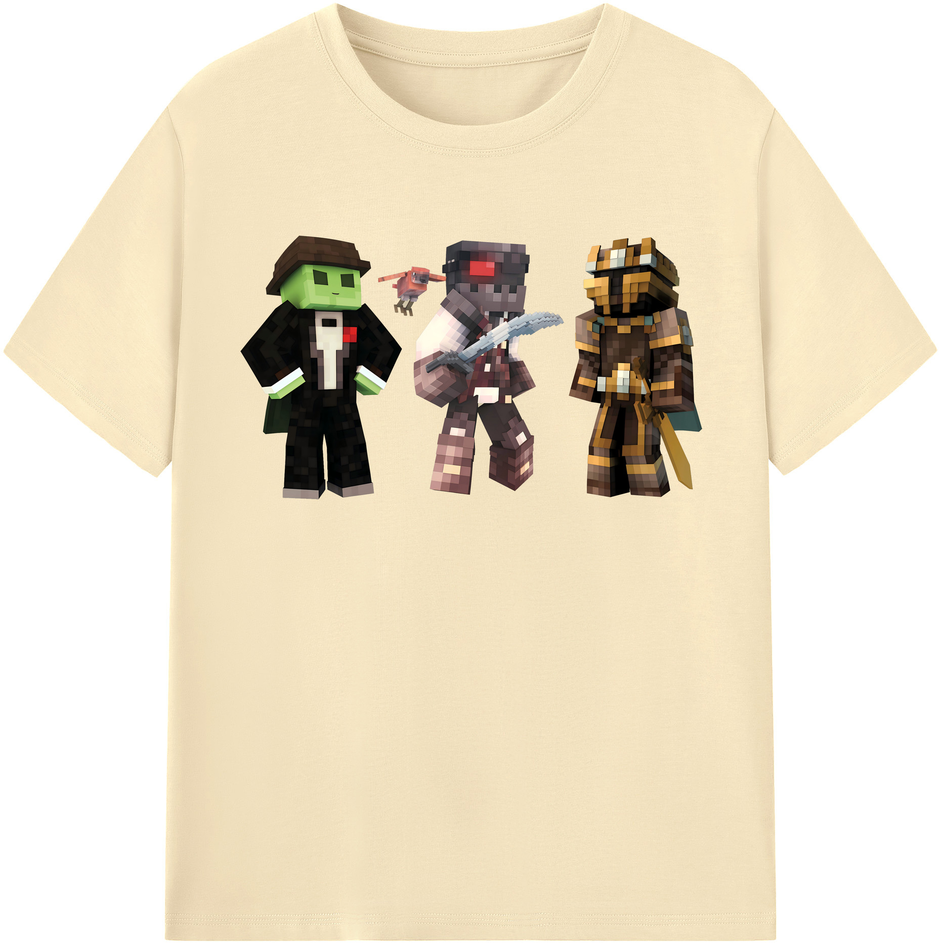 （画像用） マインクラフト ブロックの世界 Minecraft MC Block world 綿100％半袖Tシャツ（フロントプリント）