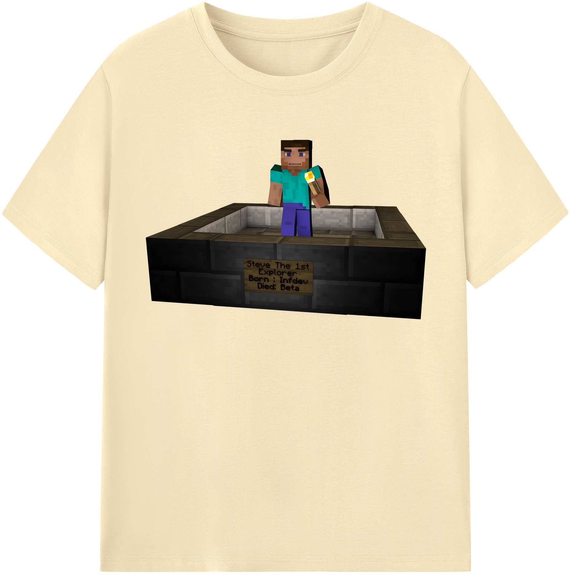 （画像用） マインクラフト ブロックの世界 Minecraft MC Block world 綿100％半袖Tシャツ（フロントプリント）