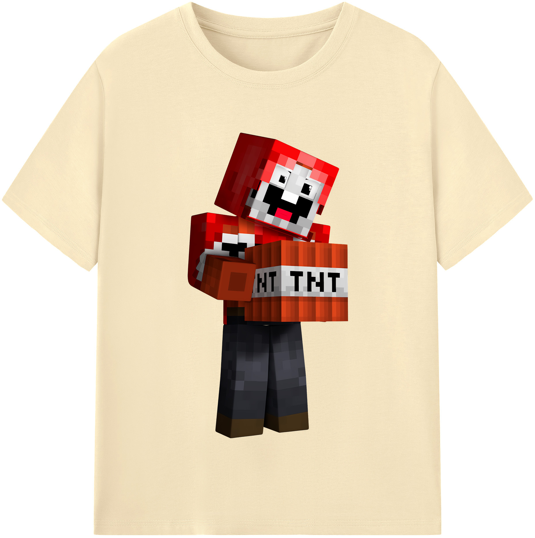 （画像用） マインクラフト ブロックの世界 Minecraft MC Block world 綿100％半袖Tシャツ（フロントプリント）