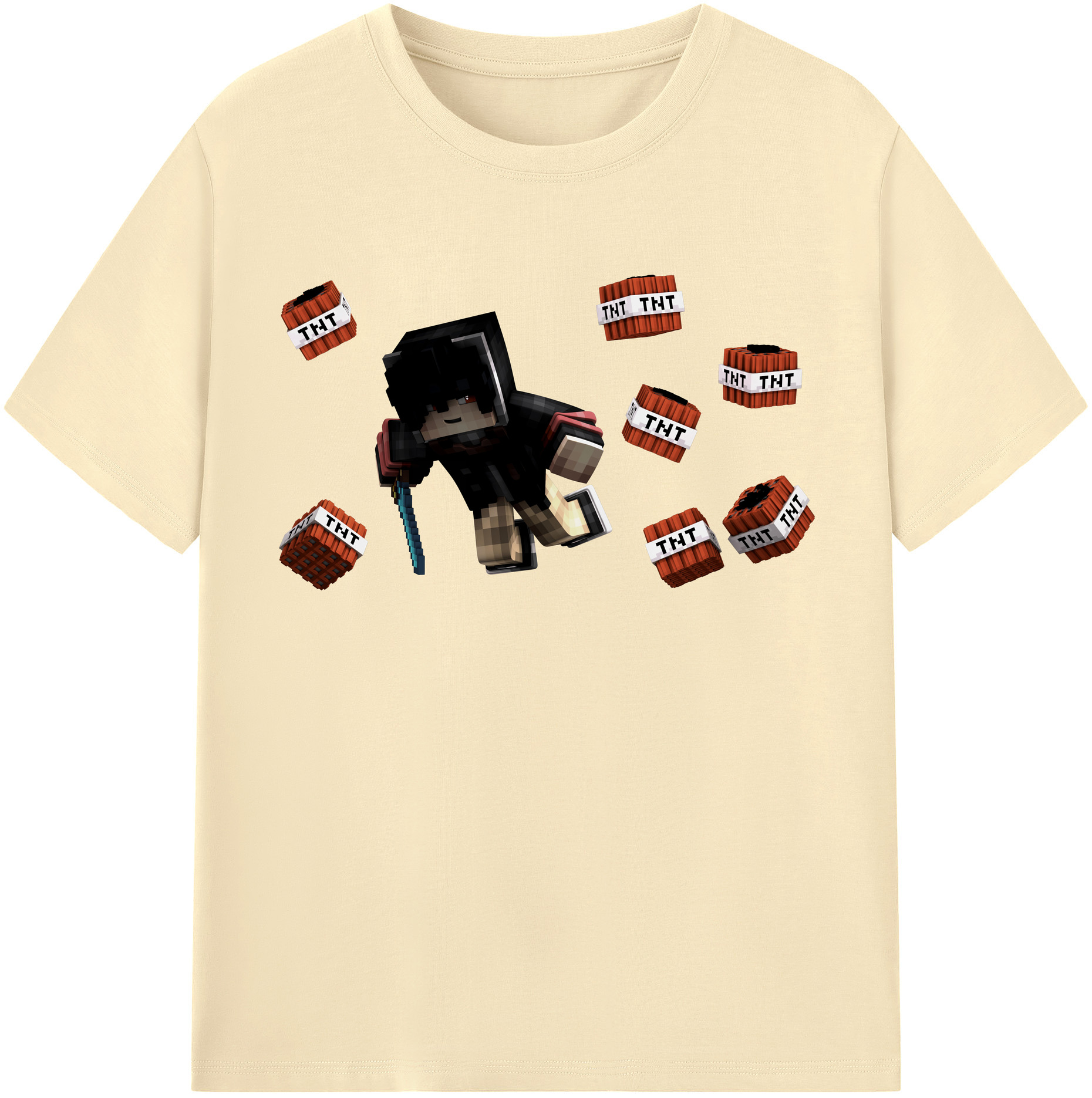 （画像用） マインクラフト ブロックの世界 Minecraft MC Block world 綿100％半袖Tシャツ（フロントプリント）