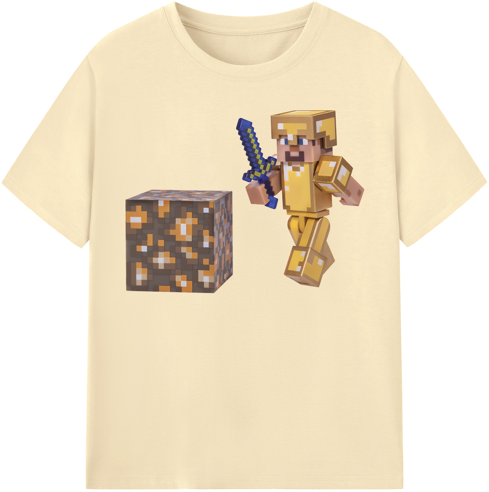 （画像用） マインクラフト ブロックの世界 Minecraft MC Block world 綿100％半袖Tシャツ（フロントプリント）