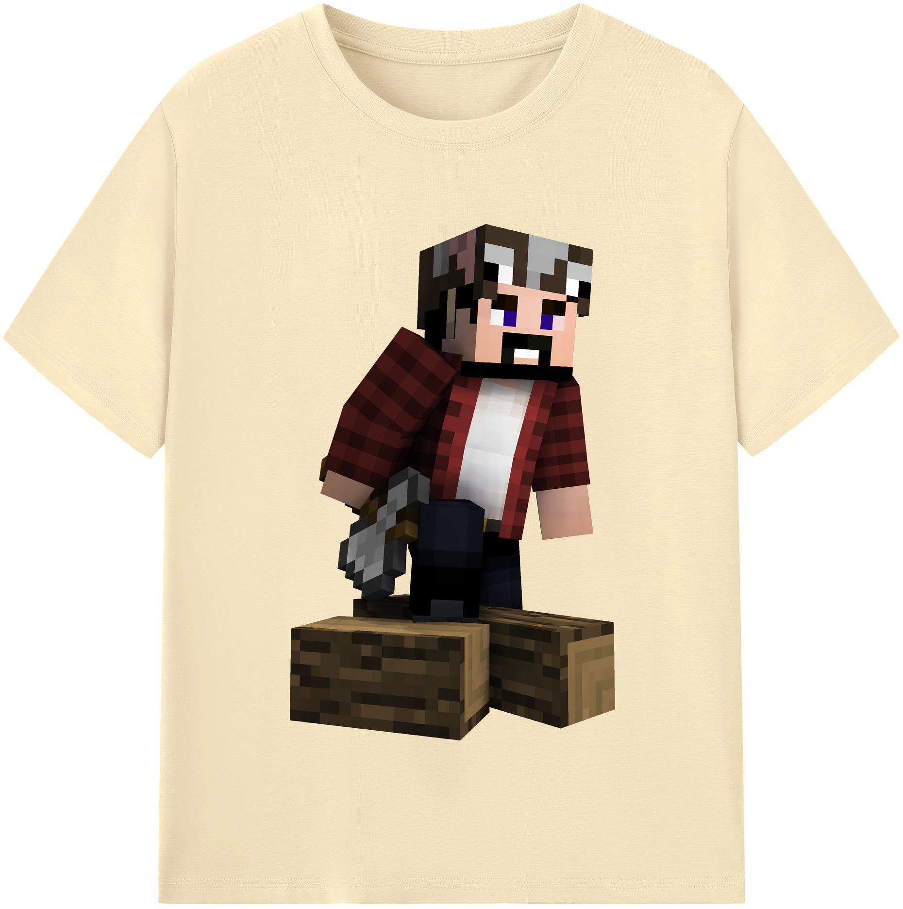 （画像用） マインクラフト ブロックの世界 Minecraft MC Block world 綿100％半袖Tシャツ（フロントプリント）