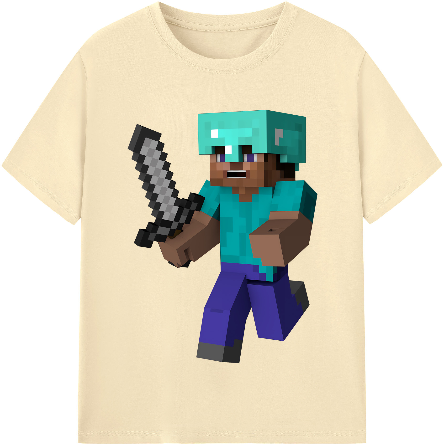 （画像用） マインクラフト ブロックの世界 Minecraft MC Block world 綿100％半袖Tシャツ（フロントプリント）