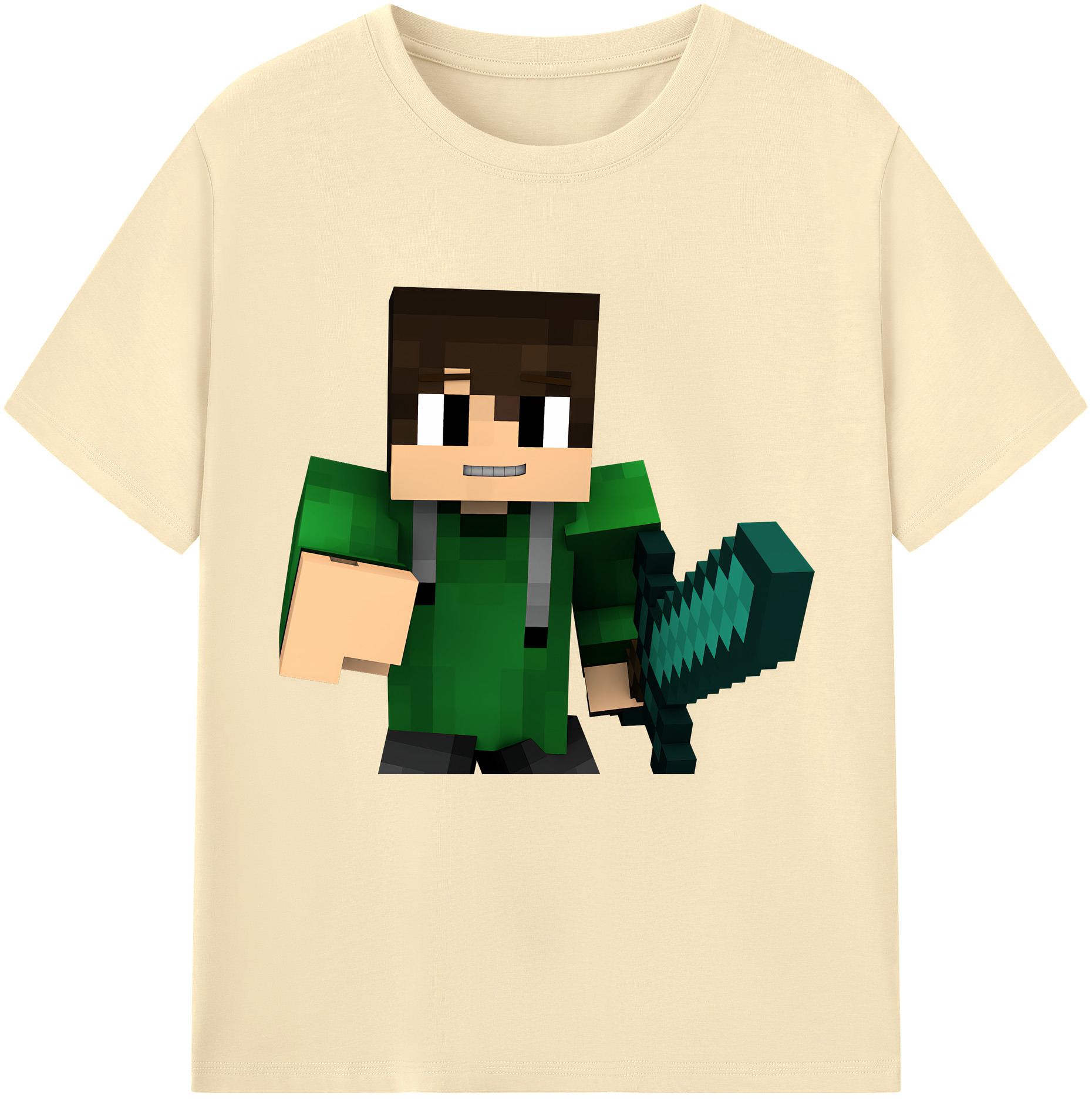 （画像用） マインクラフト ブロックの世界 Minecraft MC Block world 綿100％半袖Tシャツ（フロントプリント）