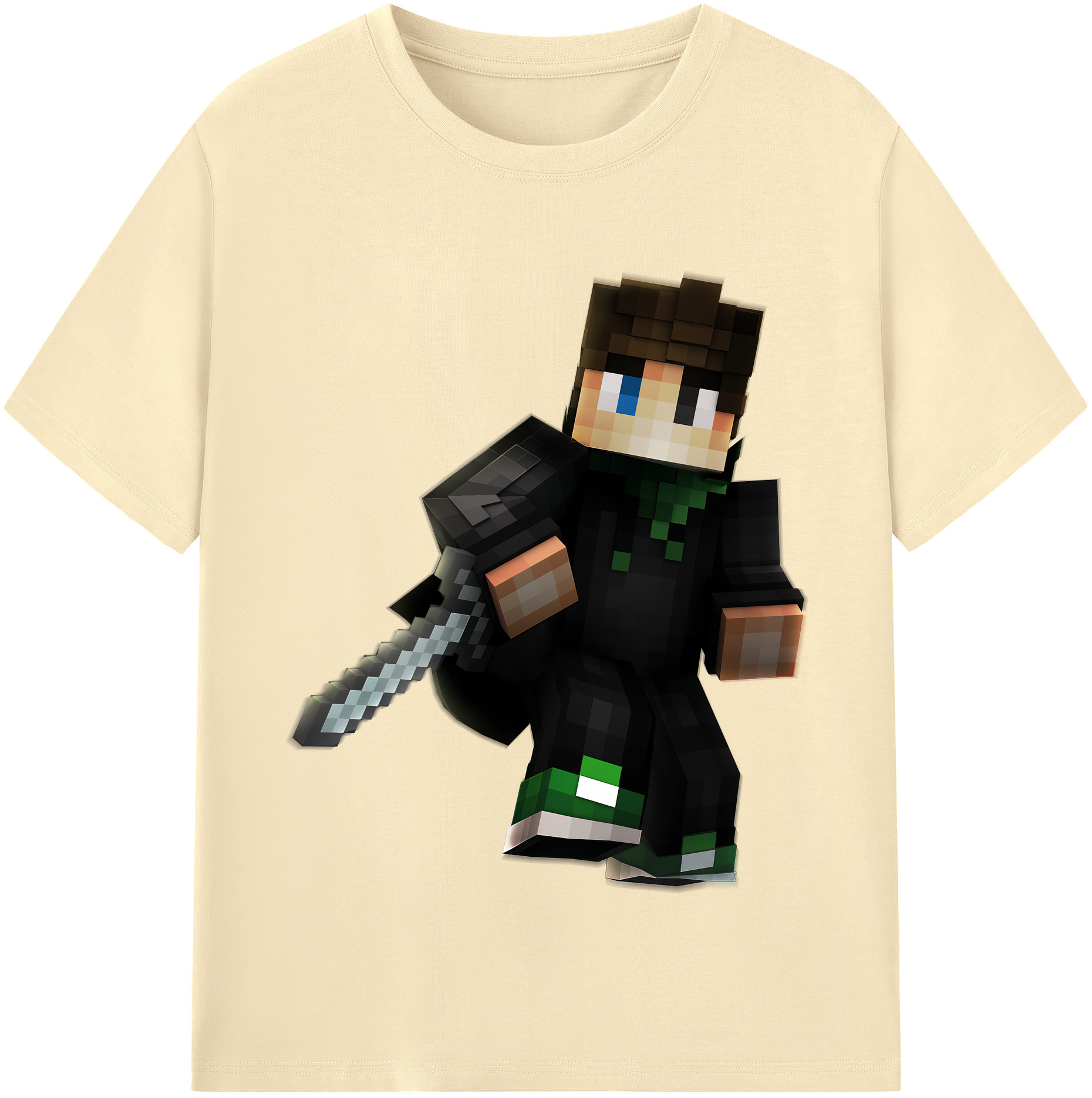 （画像用） マインクラフト ブロックの世界 Minecraft MC Block world 綿100％半袖Tシャツ（フロントプリント）