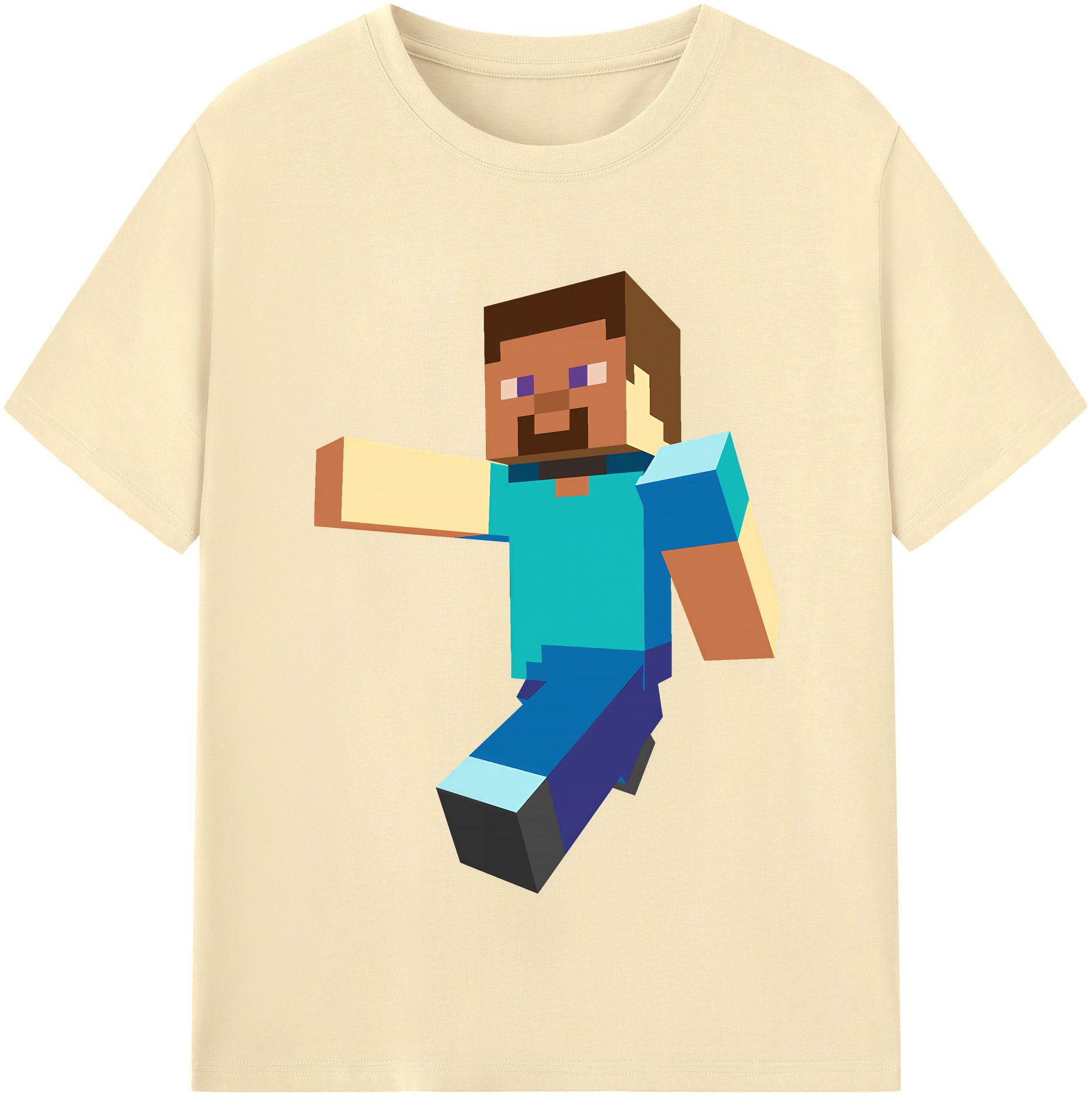（画像用） マインクラフト ブロックの世界 Minecraft MC Block world 綿100％半袖Tシャツ（フロントプリント）