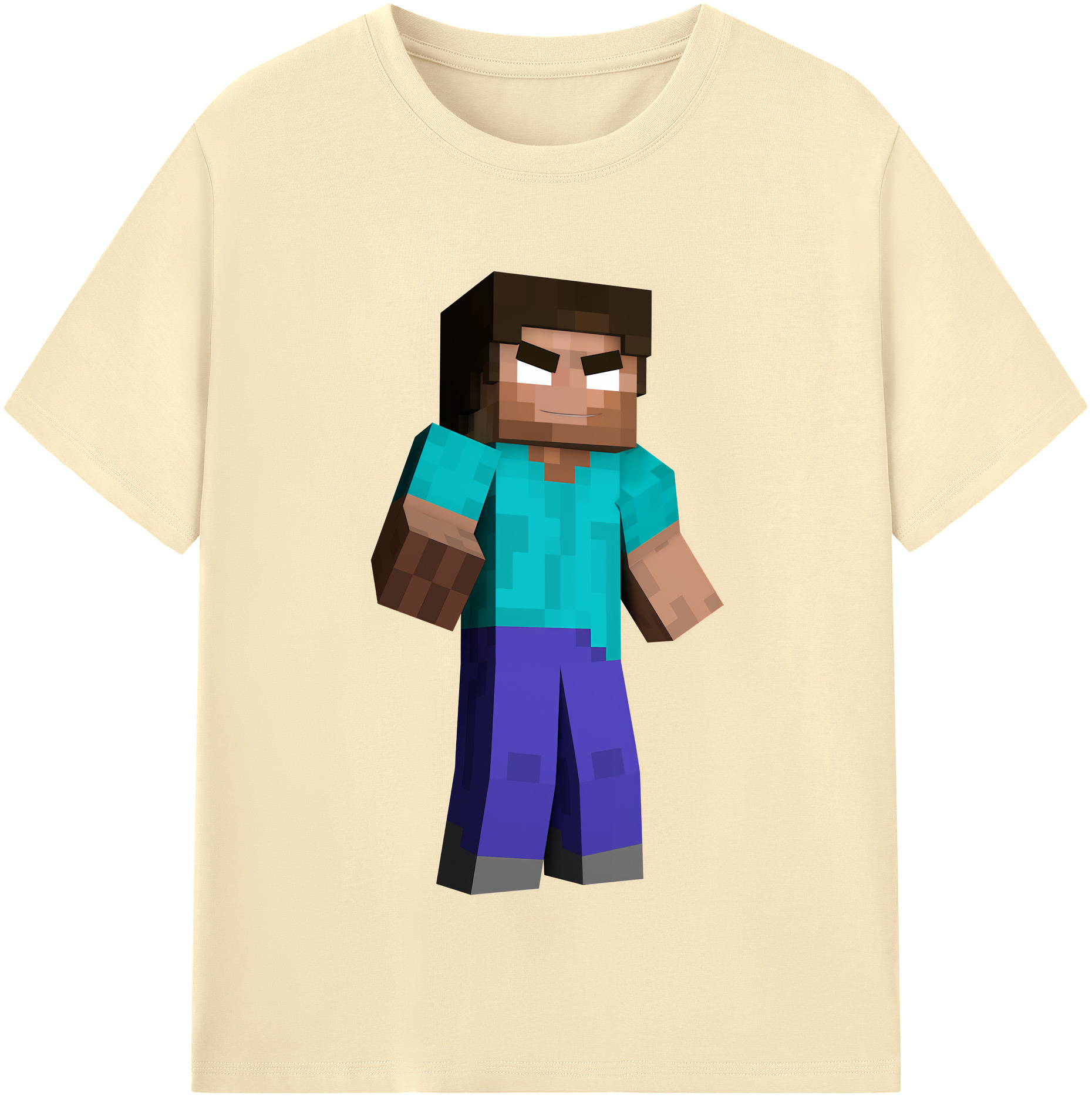 （画像用） マインクラフト ブロックの世界 Minecraft MC Block world 綿100％半袖Tシャツ（フロントプリント）