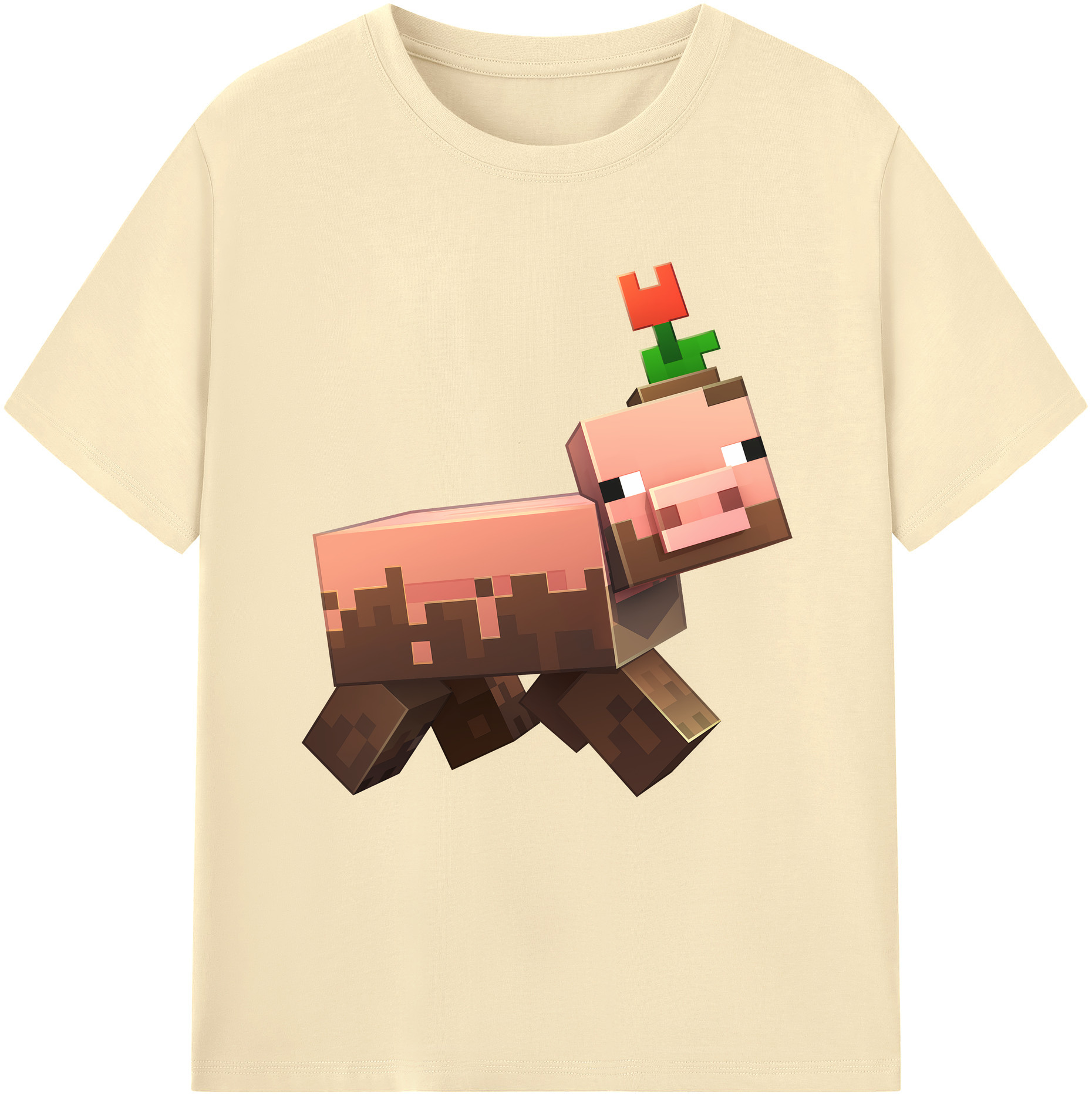 （画像用） マインクラフト ブロックの世界 Minecraft MC Block world 綿100％半袖Tシャツ（フロントプリント）