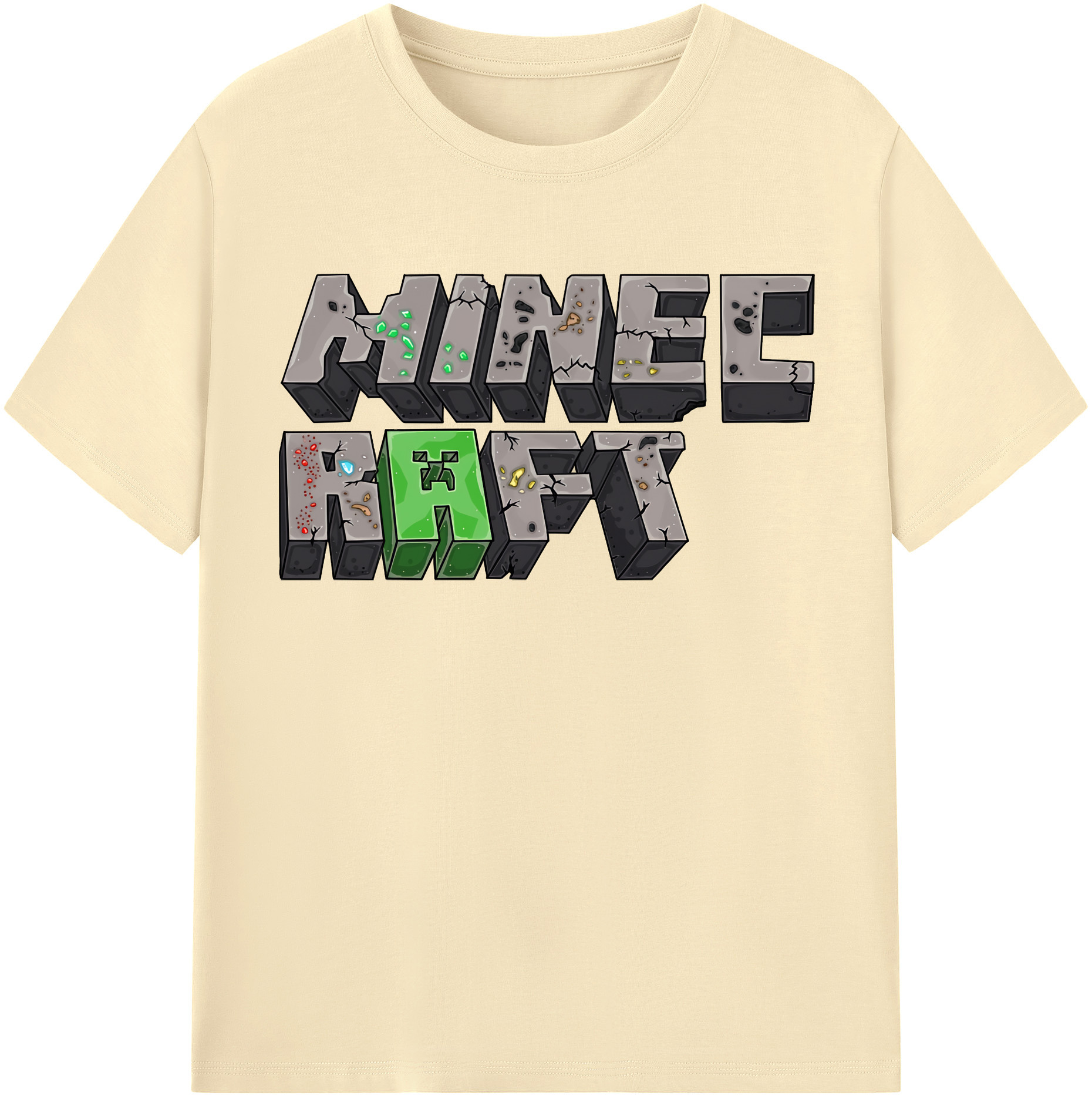 （画像用） マインクラフト ブロックの世界 Minecraft MC Block world 綿100％半袖Tシャツ（フロントプリント）
