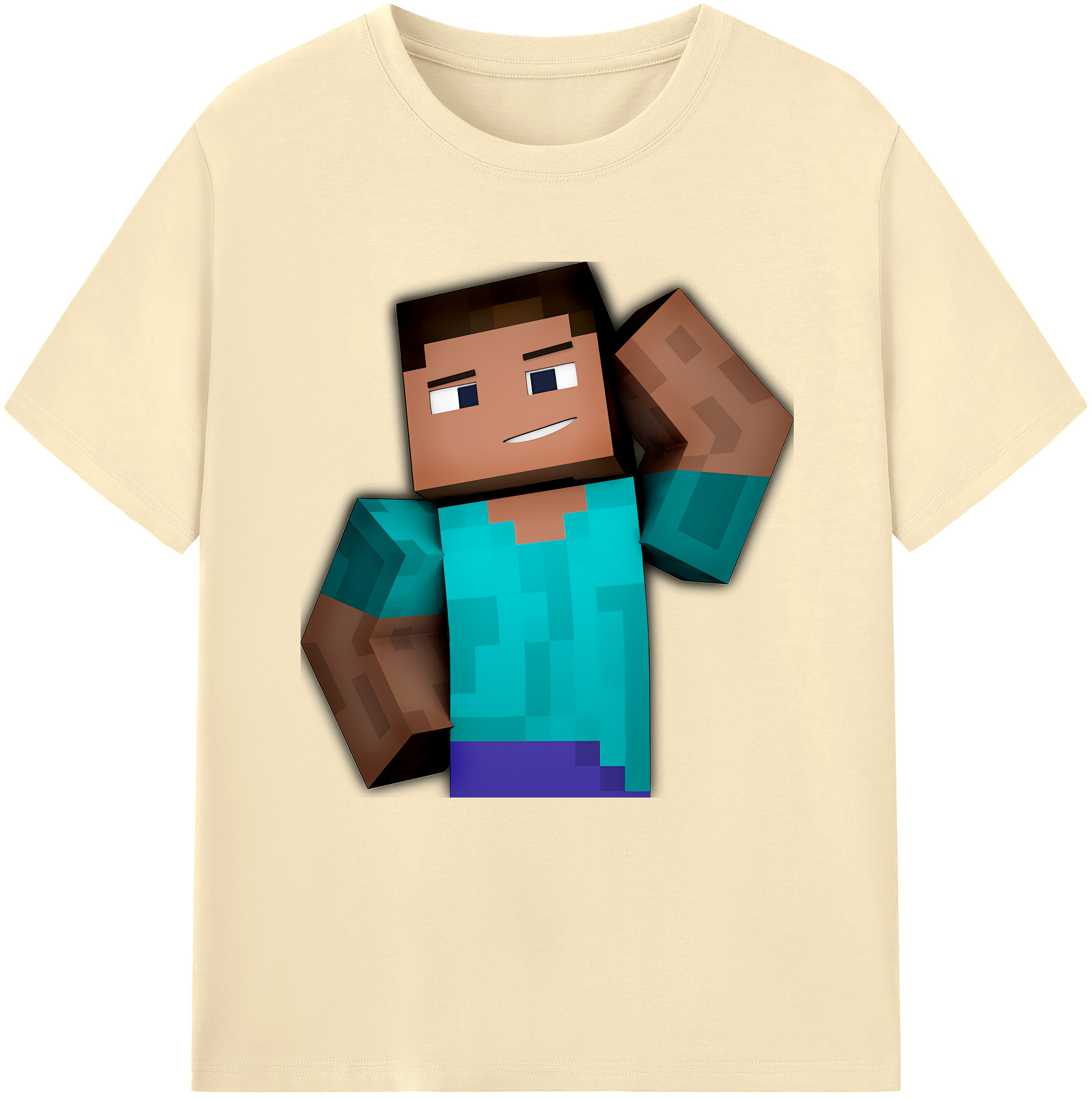 （画像用） マインクラフト ブロックの世界 Minecraft MC Block world 綿100％半袖Tシャツ（フロントプリント）
