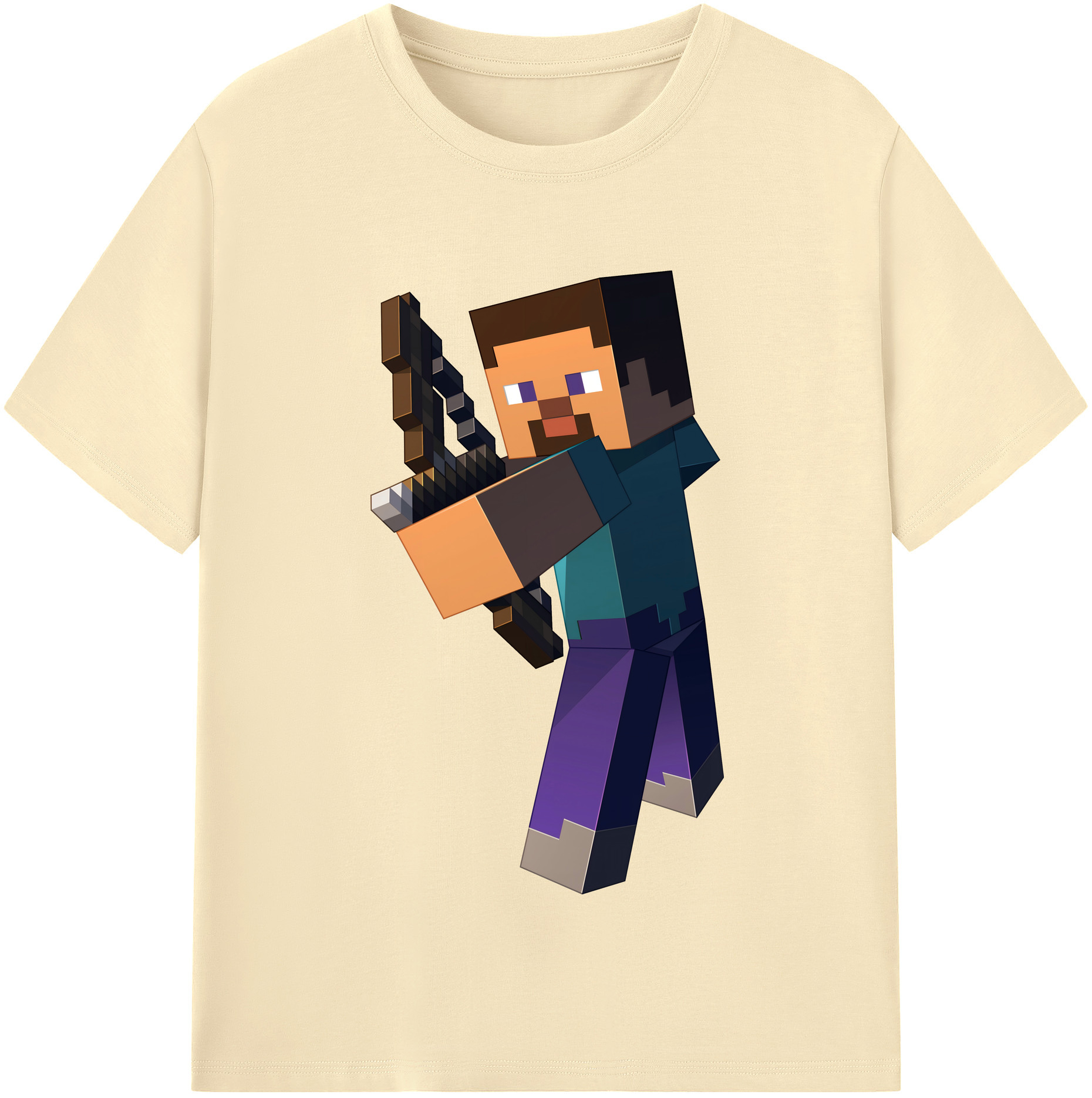 （画像用） マインクラフト ブロックの世界 Minecraft MC Block world 綿100％半袖Tシャツ（フロントプリント）