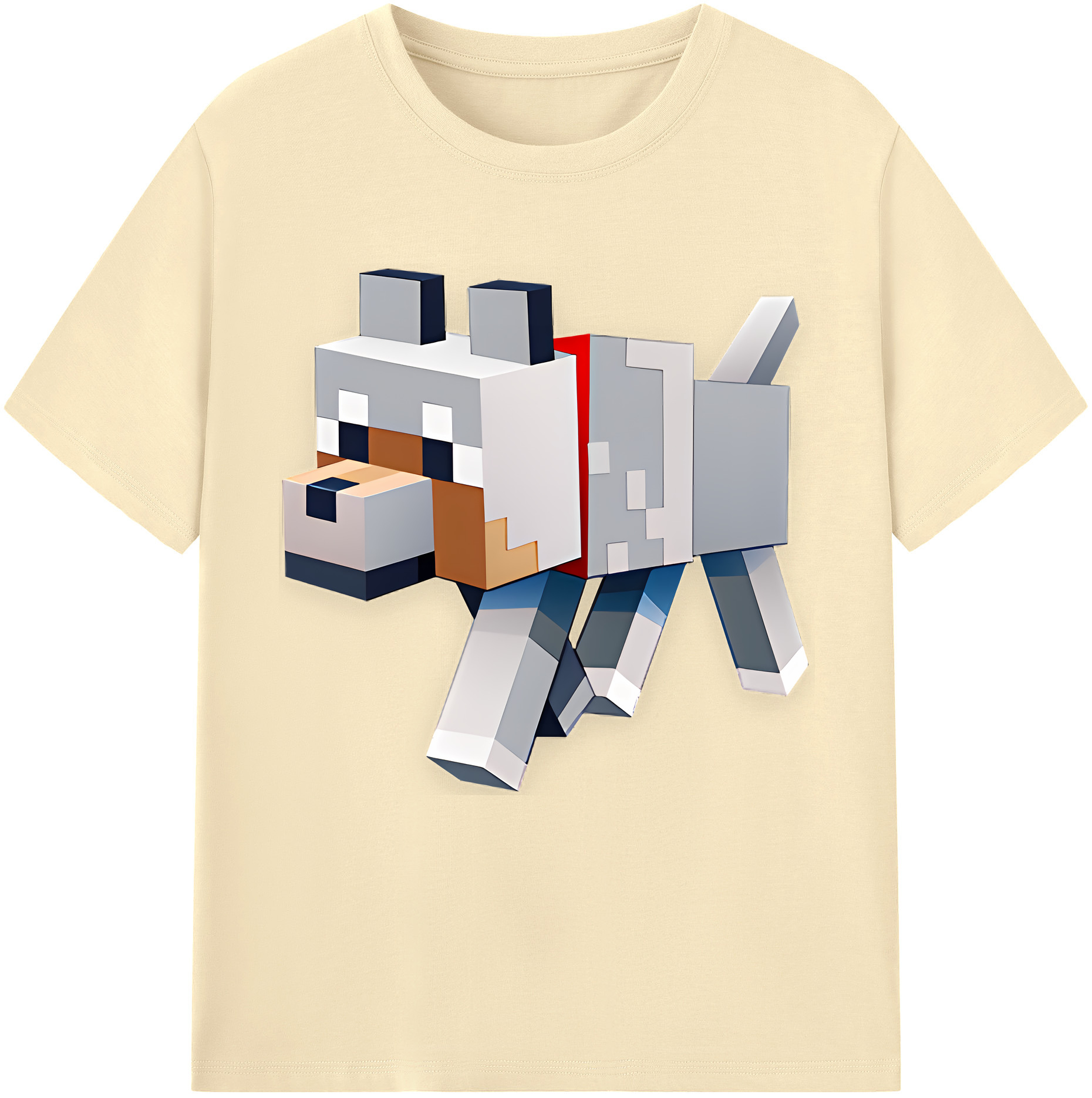 （画像用） マインクラフト ブロックの世界 Minecraft MC Block world 綿100％半袖Tシャツ（フロントプリント）