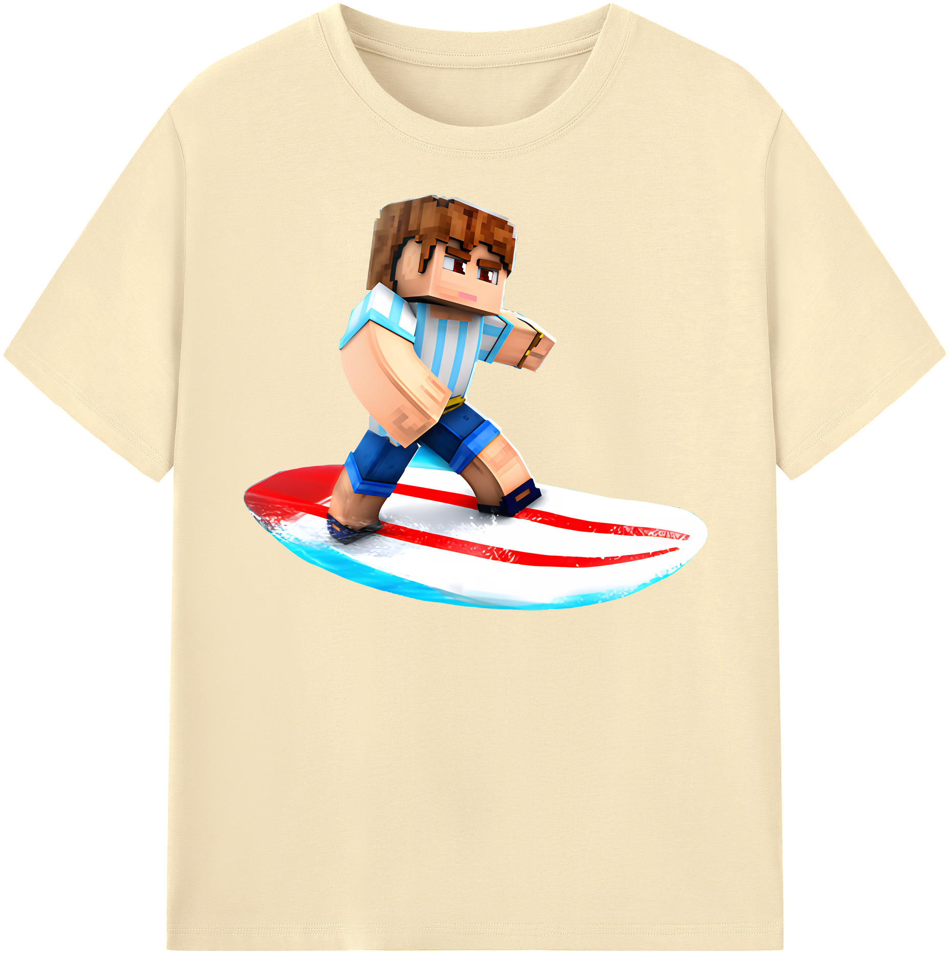 （画像用） マインクラフト ブロックの世界 Minecraft MC Block world 綿100％半袖Tシャツ（フロントプリント）