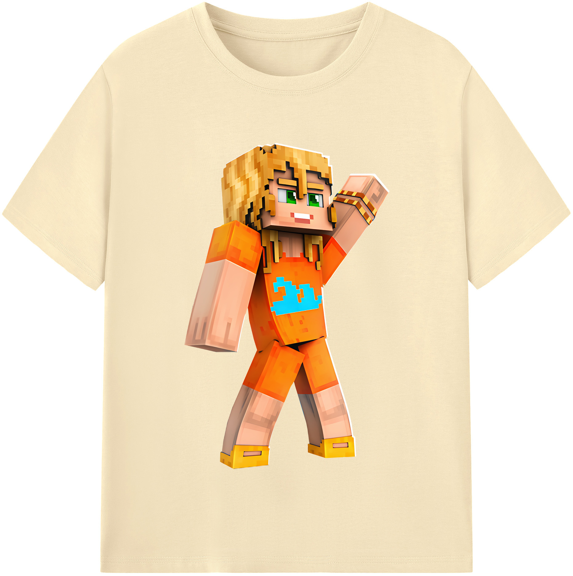 （画像用） マインクラフト ブロックの世界 Minecraft MC Block world 綿100％半袖Tシャツ（フロントプリント）