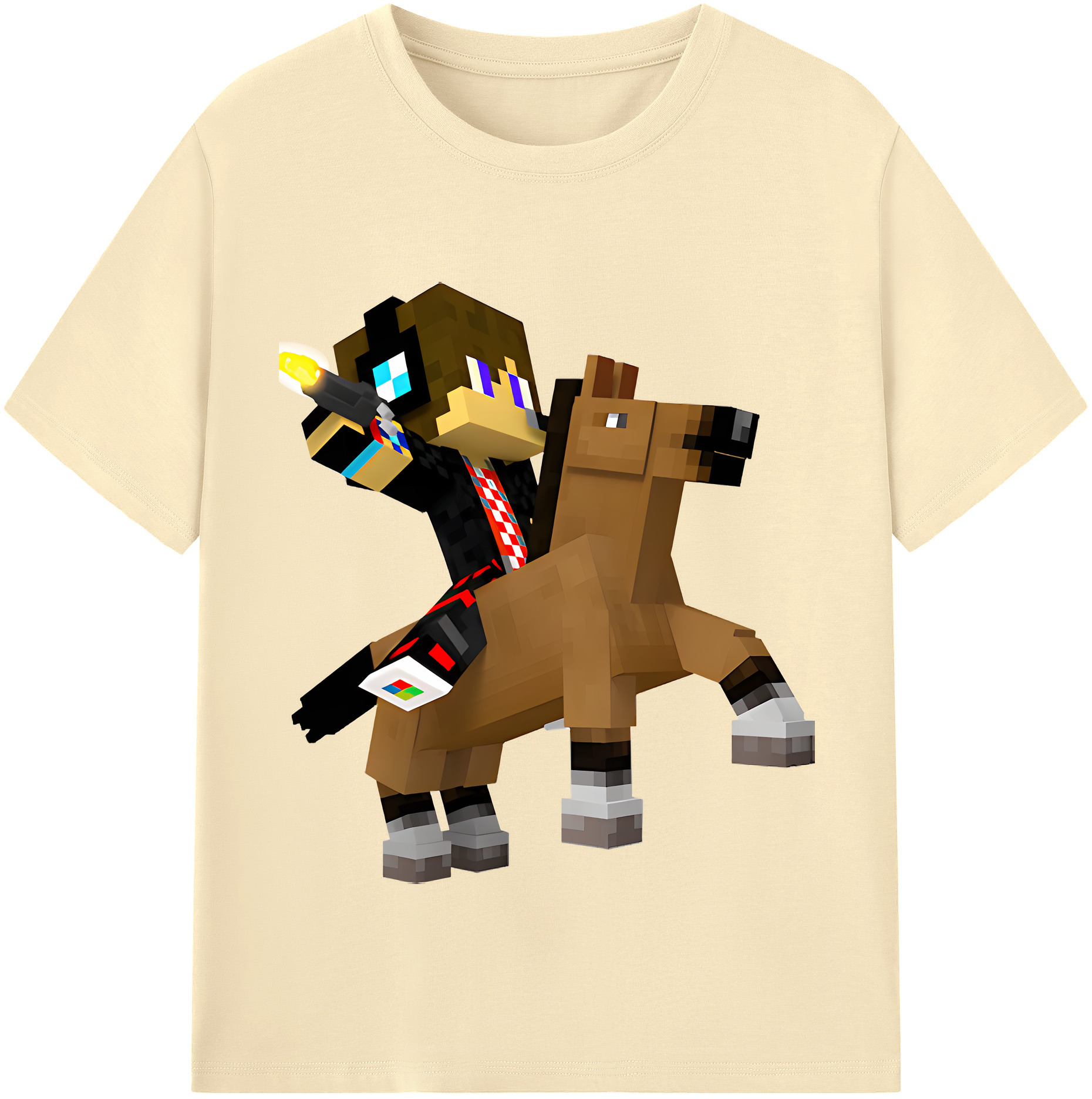 （画像用） マインクラフト ブロックの世界 Minecraft MC Block world 綿100％半袖Tシャツ（フロントプリント）