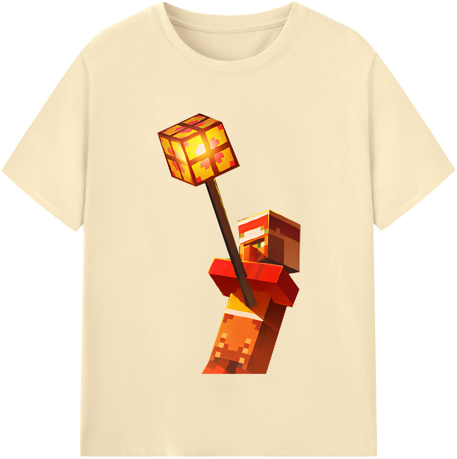 （画像用） マインクラフト ブロックの世界 Minecraft MC Block world 綿100％半袖Tシャツ（フロントプリント）