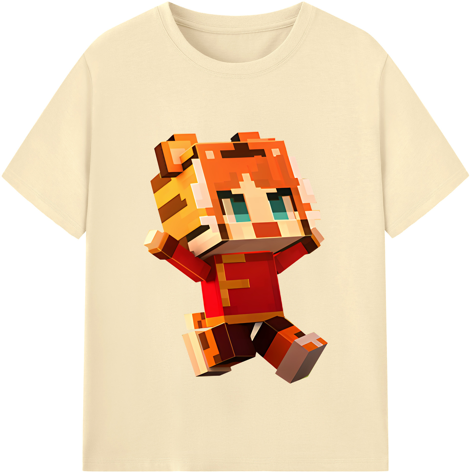 （画像用） マインクラフト ブロックの世界 Minecraft MC Block world 綿100％半袖Tシャツ（フロントプリント）
