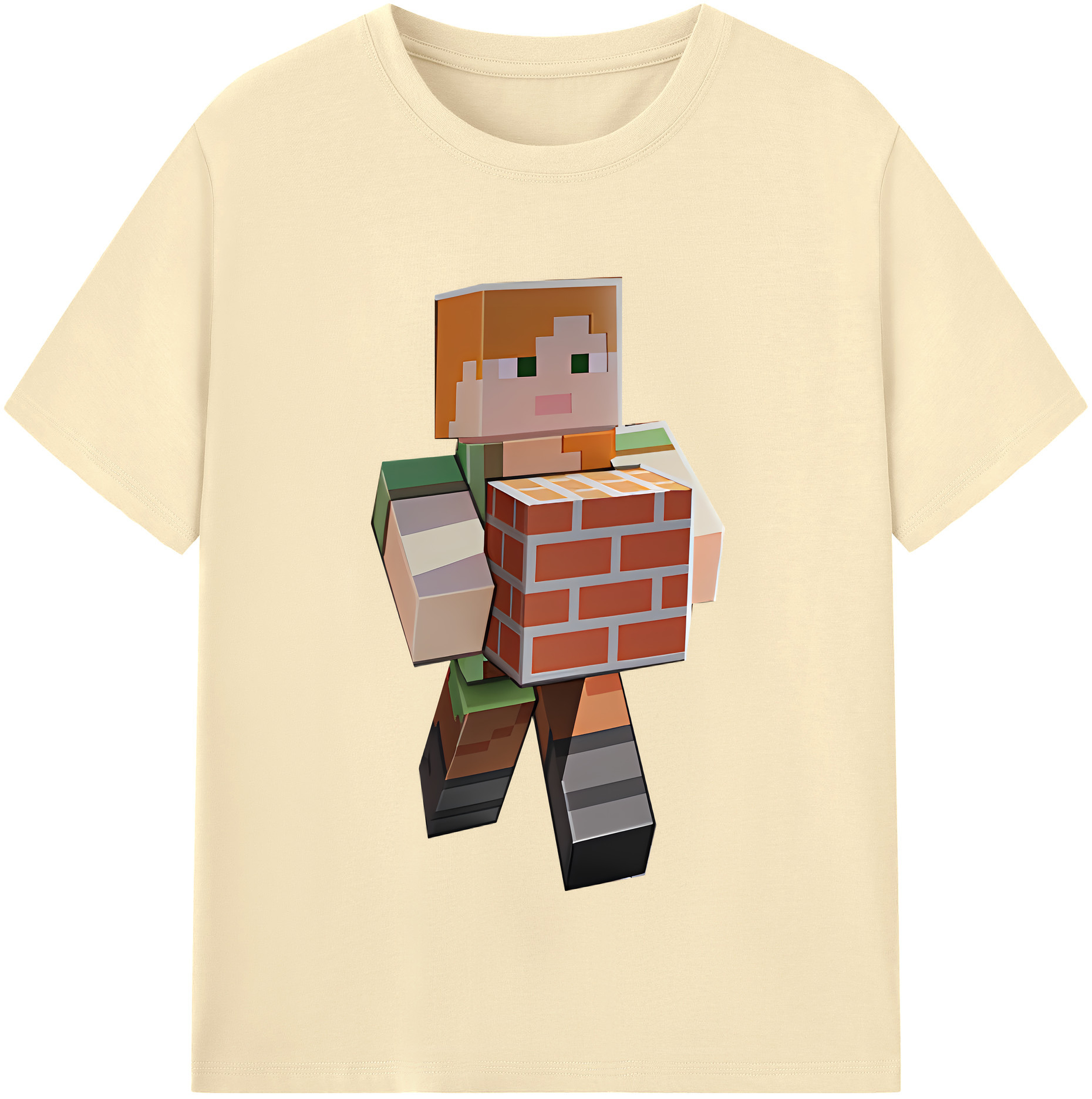 （画像用） マインクラフト ブロックの世界 Minecraft MC Block world 綿100％半袖Tシャツ（フロントプリント）