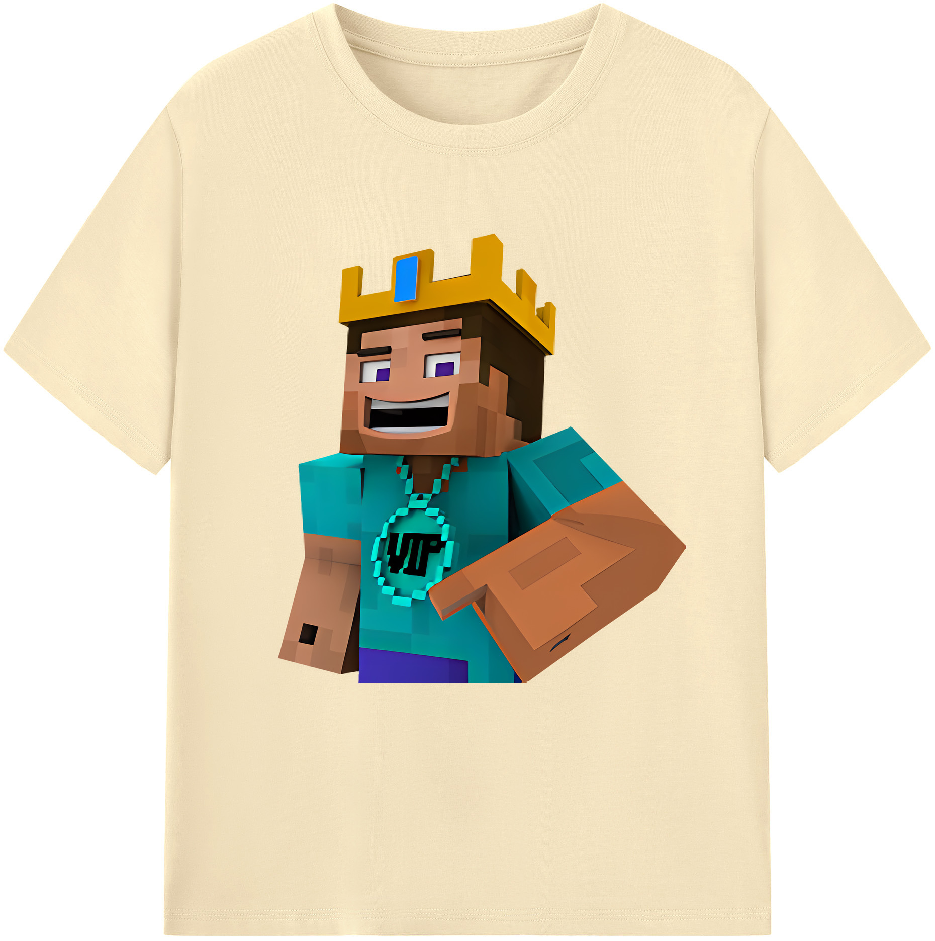 （画像用） マインクラフト ブロックの世界 Minecraft MC Block world 綿100％半袖Tシャツ（フロントプリント）
