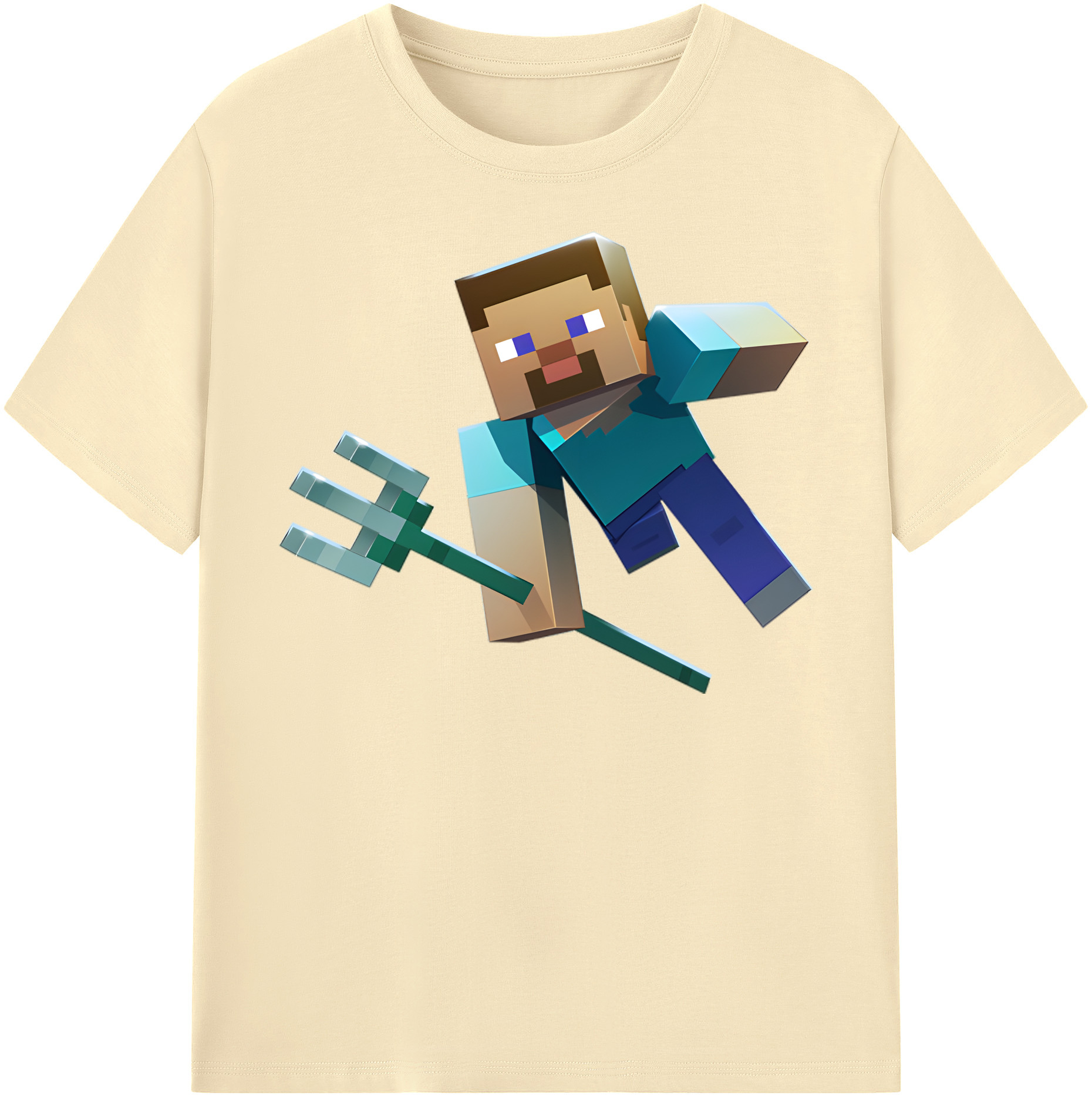 （画像用） マインクラフト ブロックの世界 Minecraft MC Block world 綿100％半袖Tシャツ（フロントプリント）