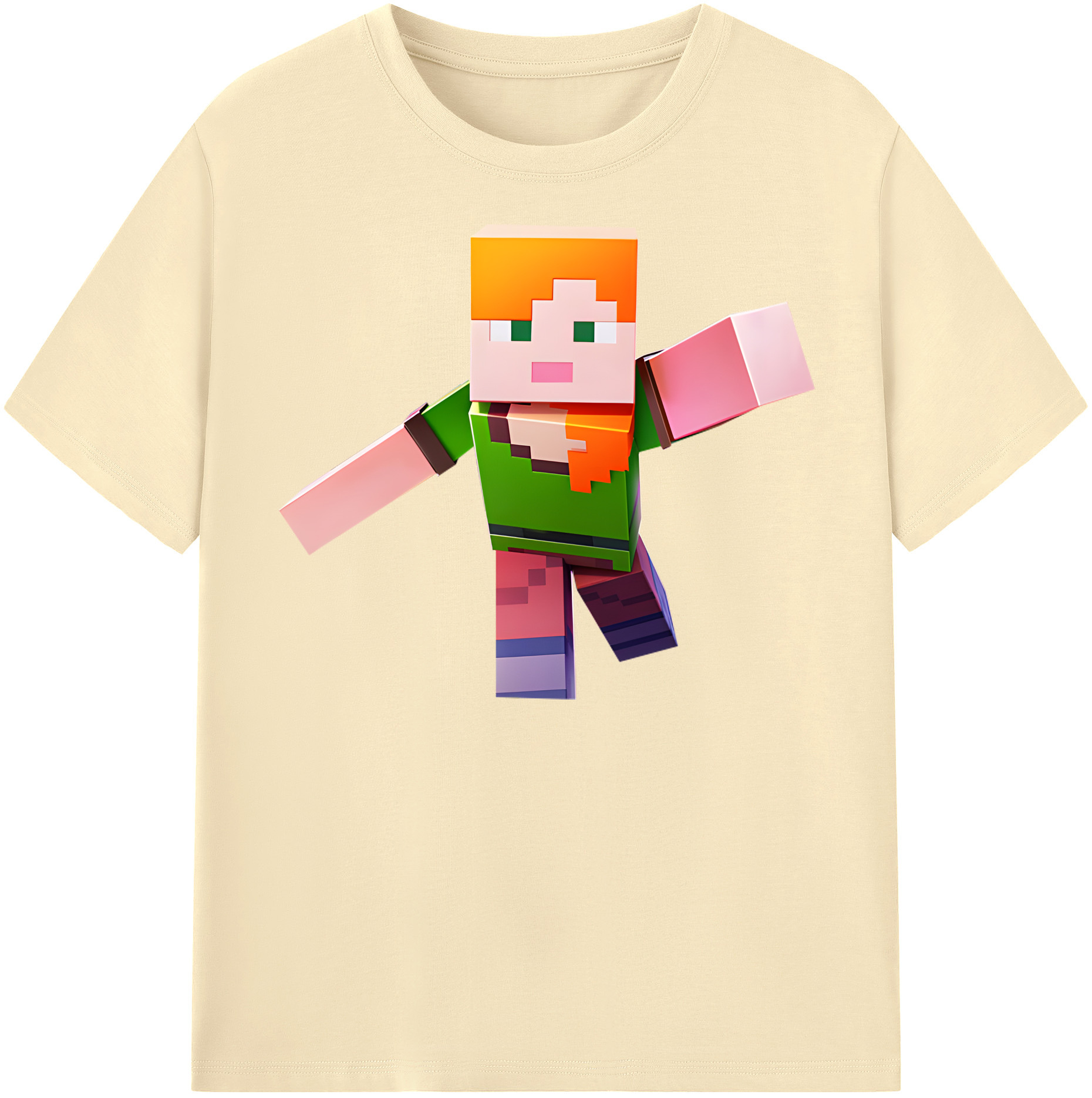 （画像用） マインクラフト ブロックの世界 Minecraft MC Block world 綿100％半袖Tシャツ（フロントプリント）