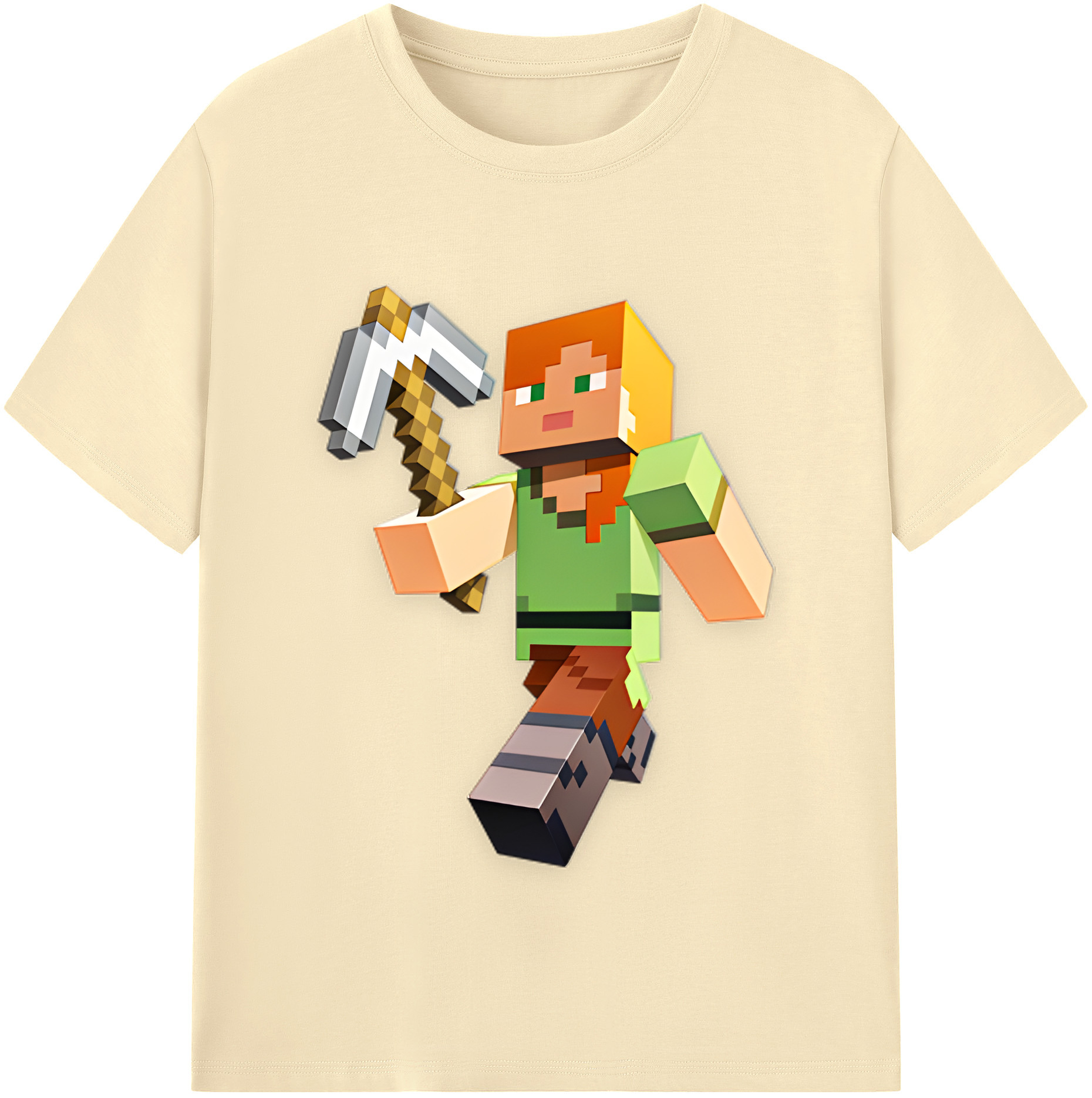 （画像用） マインクラフト ブロックの世界 Minecraft MC Block world 綿100％半袖Tシャツ（フロントプリント）