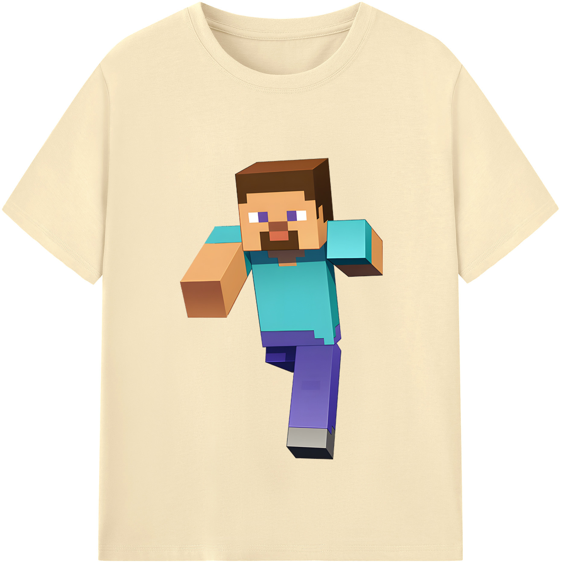 （画像用） マインクラフト ブロックの世界 Minecraft MC Block world 綿100％半袖Tシャツ（フロントプリント）