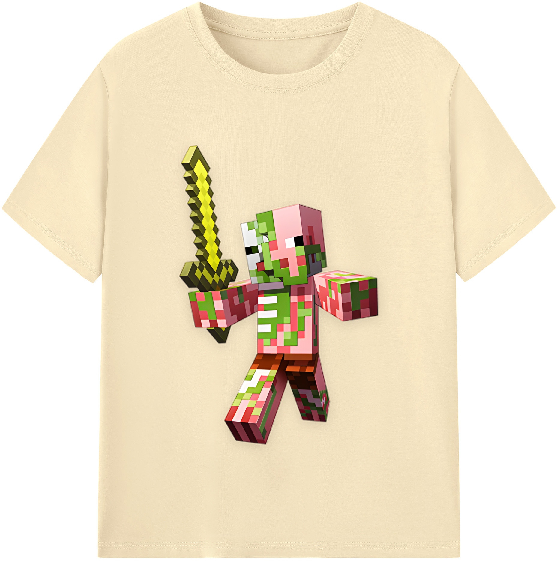 （画像用） マインクラフト ブロックの世界 Minecraft MC Block world 綿100％半袖Tシャツ（フロントプリント）