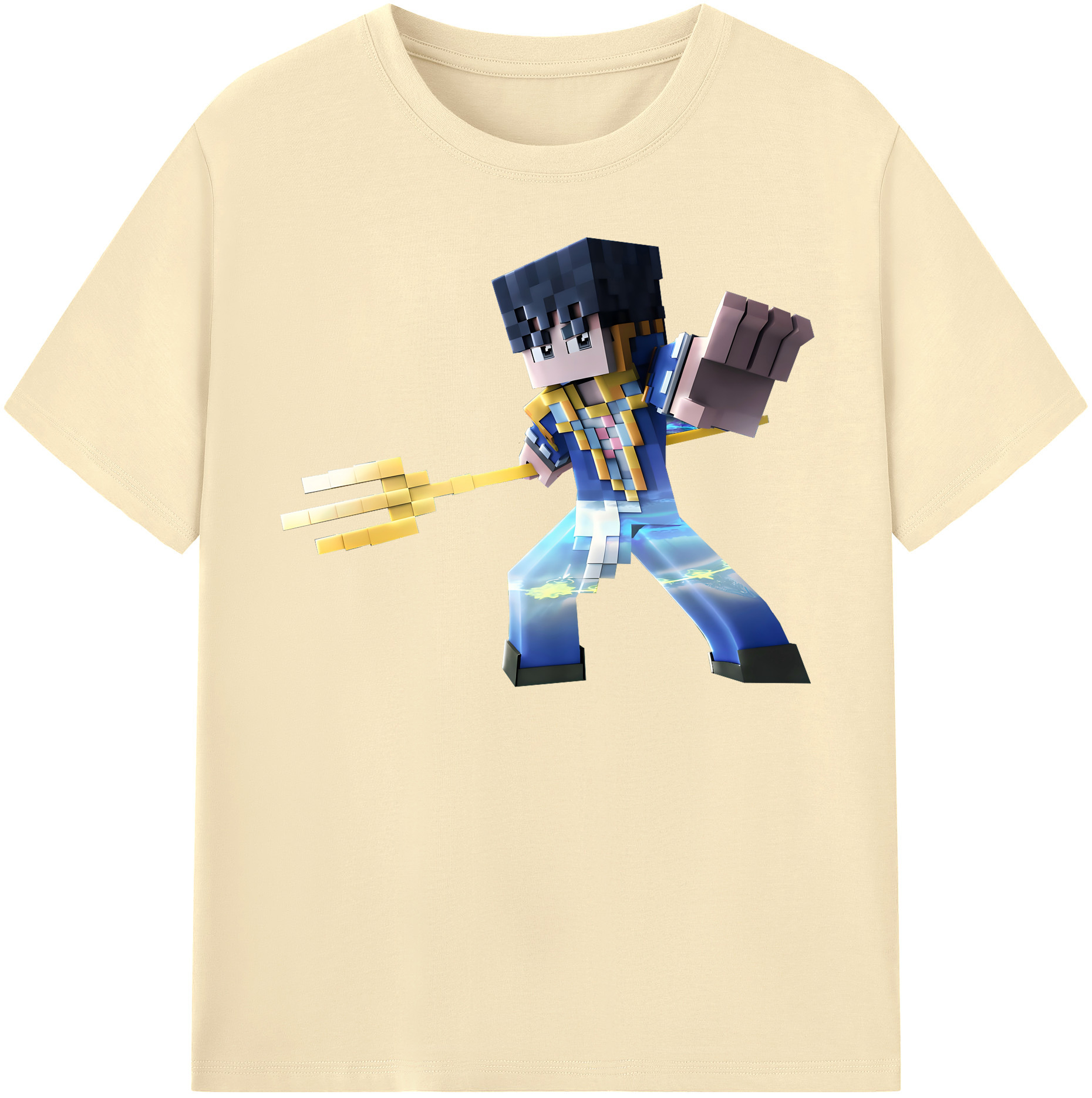 （画像用） マインクラフト ブロックの世界 Minecraft MC Block world 綿100％半袖Tシャツ（フロントプリント）