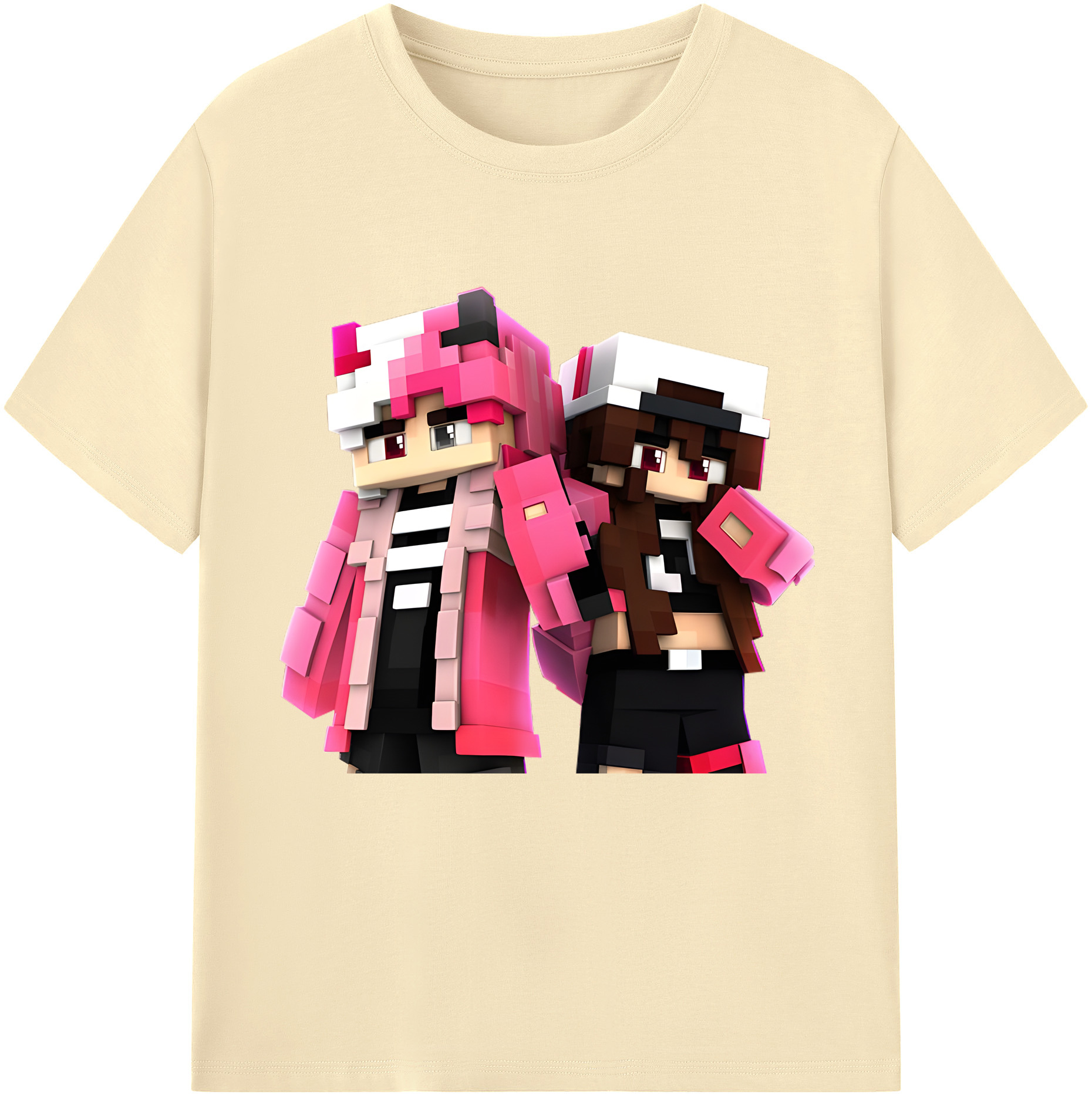 （画像用） マインクラフト ブロックの世界 Minecraft MC Block world 綿100％半袖Tシャツ（フロントプリント）