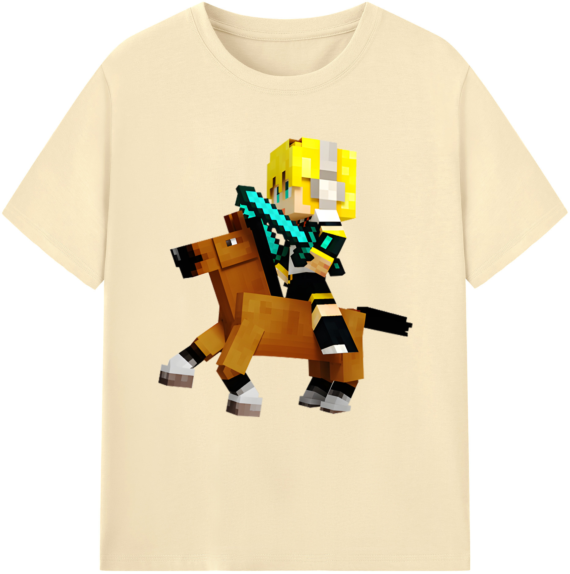 （画像用） マインクラフト ブロックの世界 Minecraft MC Block world 綿100％半袖Tシャツ（フロントプリント）