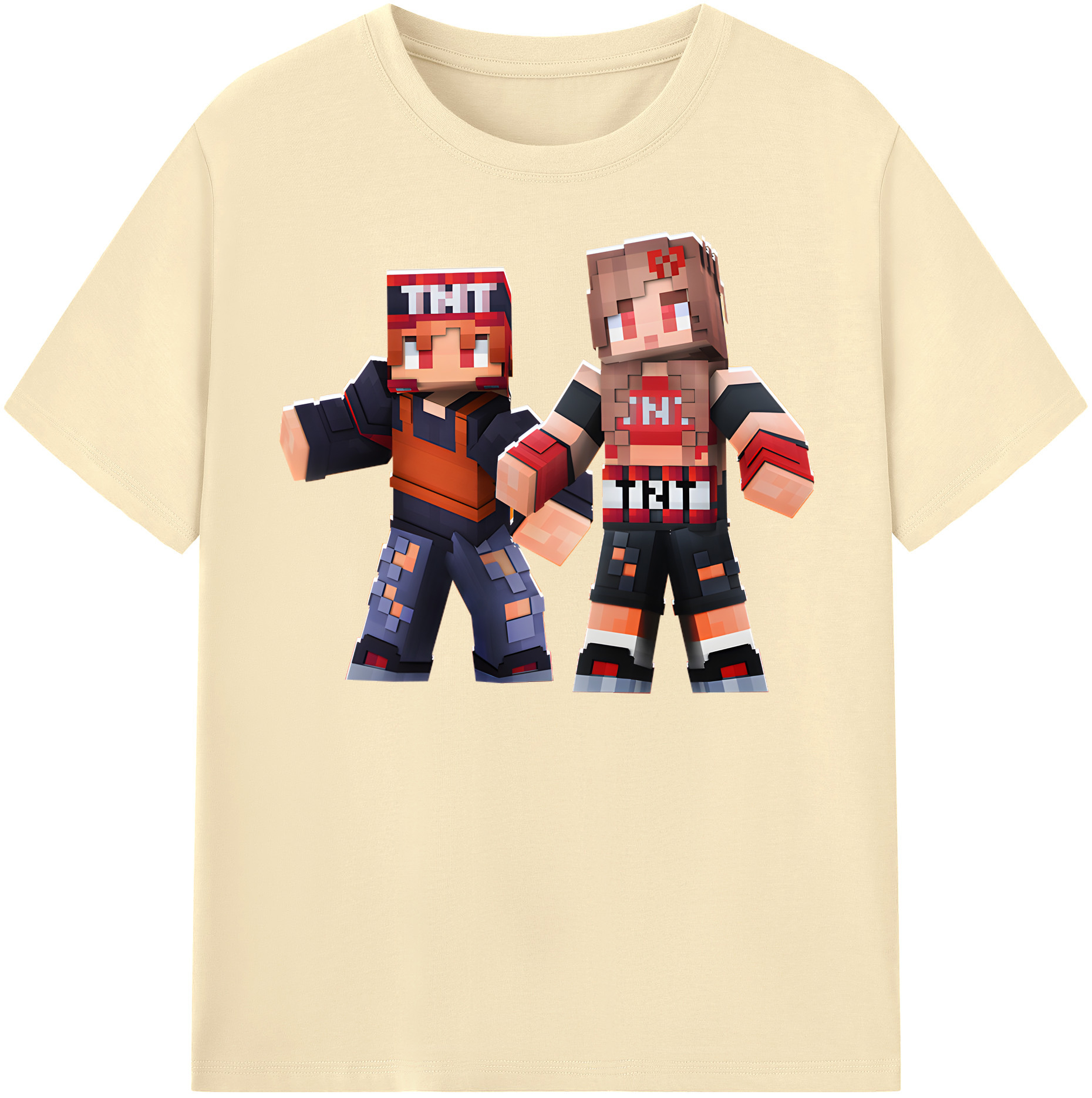（画像用） マインクラフト ブロックの世界 Minecraft MC Block world 綿100％半袖Tシャツ（フロントプリント）
