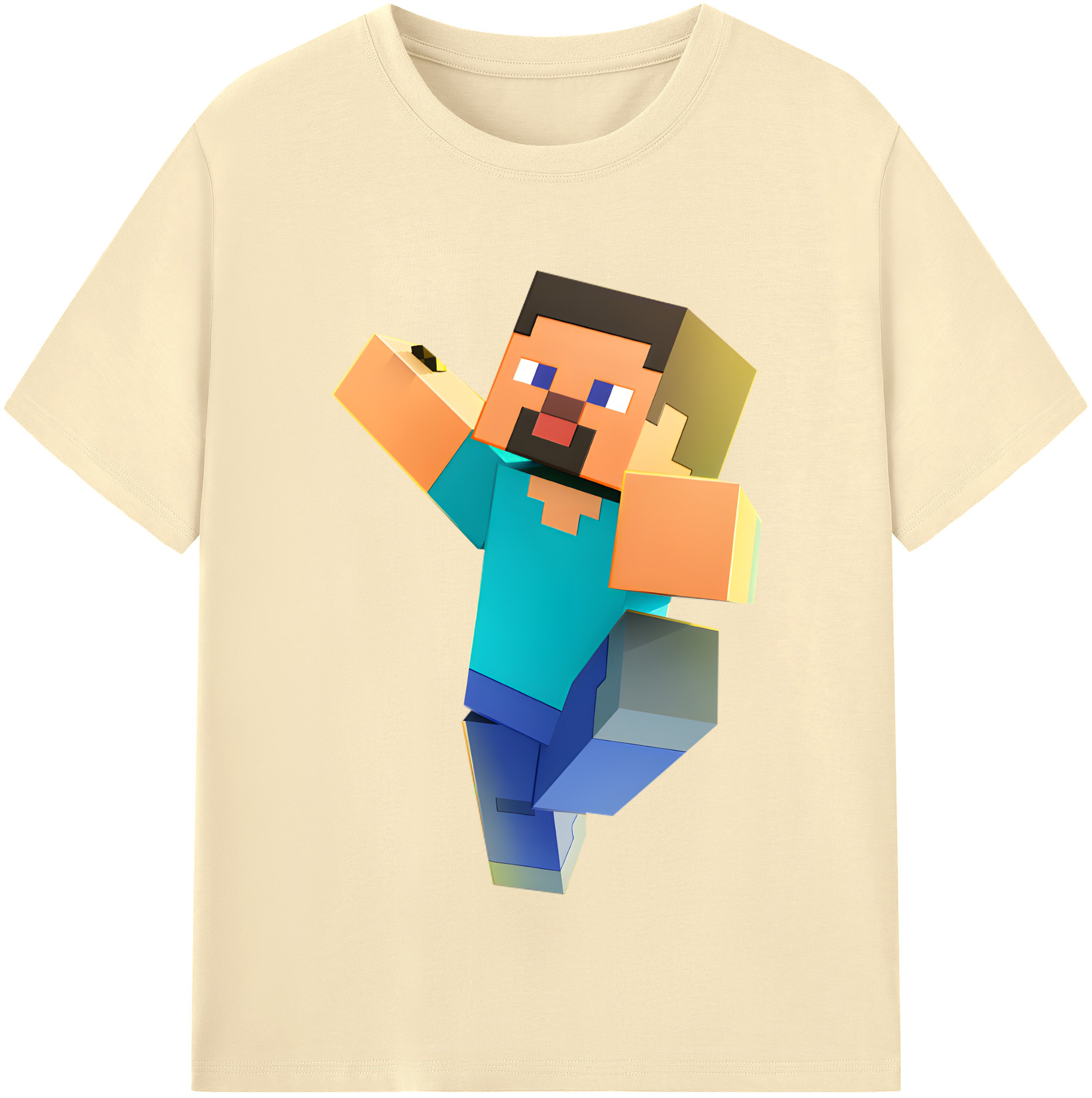 （画像用） マインクラフト ブロックの世界 Minecraft MC Block world 綿100％半袖Tシャツ（フロントプリント）