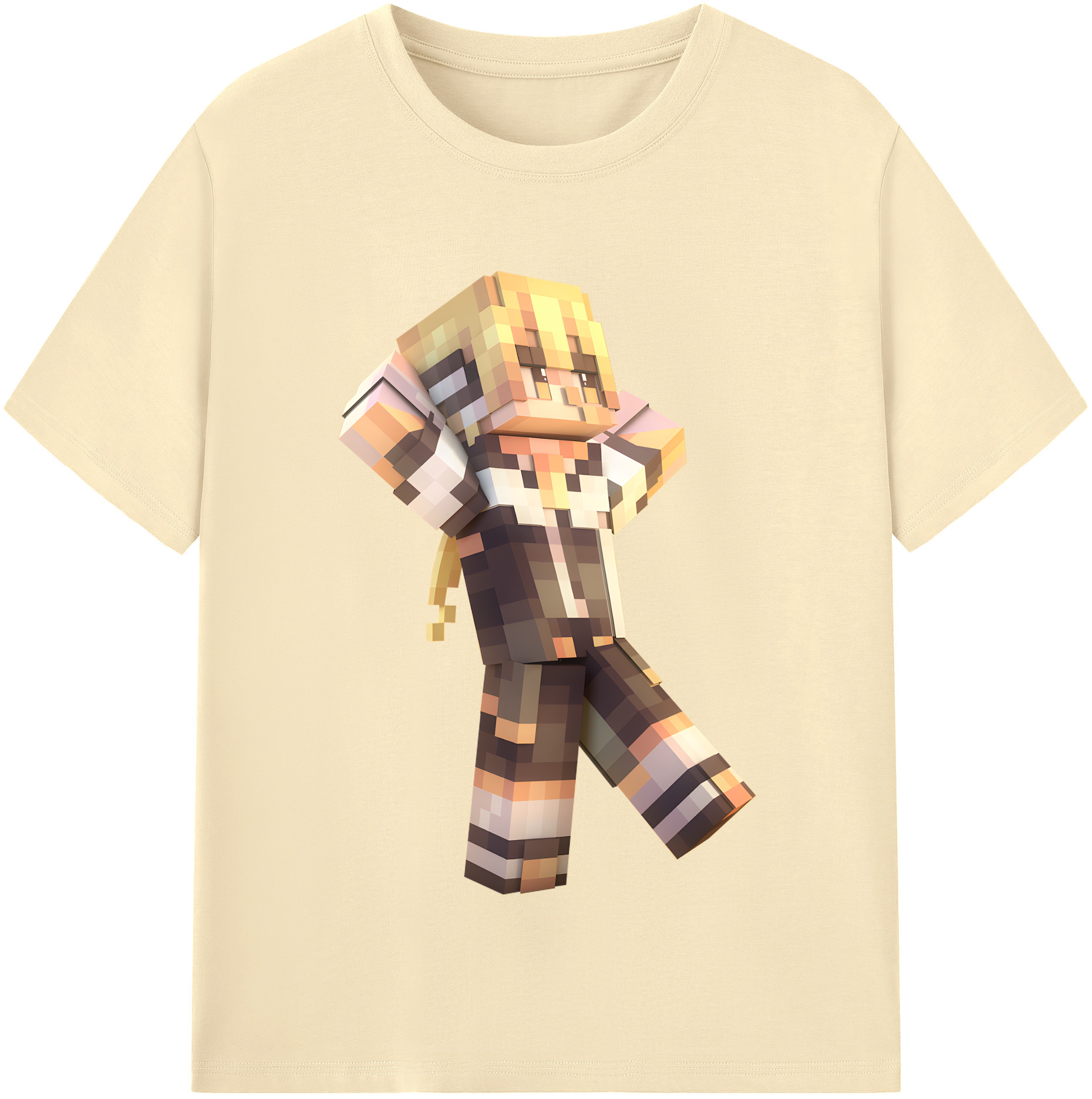 （画像用） マインクラフト ブロックの世界 Minecraft MC Block world 綿100％半袖Tシャツ（フロントプリント）
