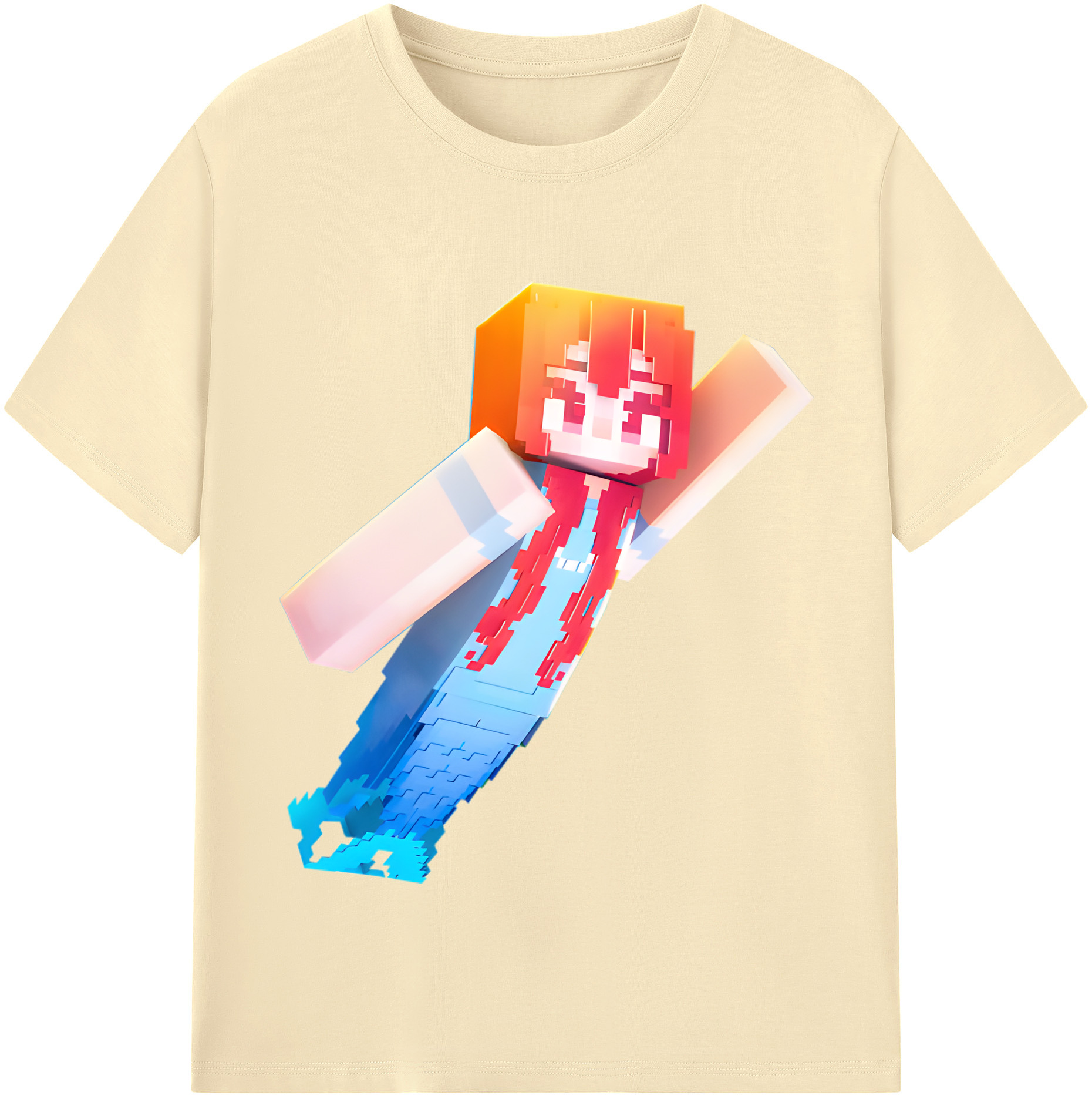 （画像用） マインクラフト ブロックの世界 Minecraft MC Block world 綿100％半袖Tシャツ（フロントプリント）