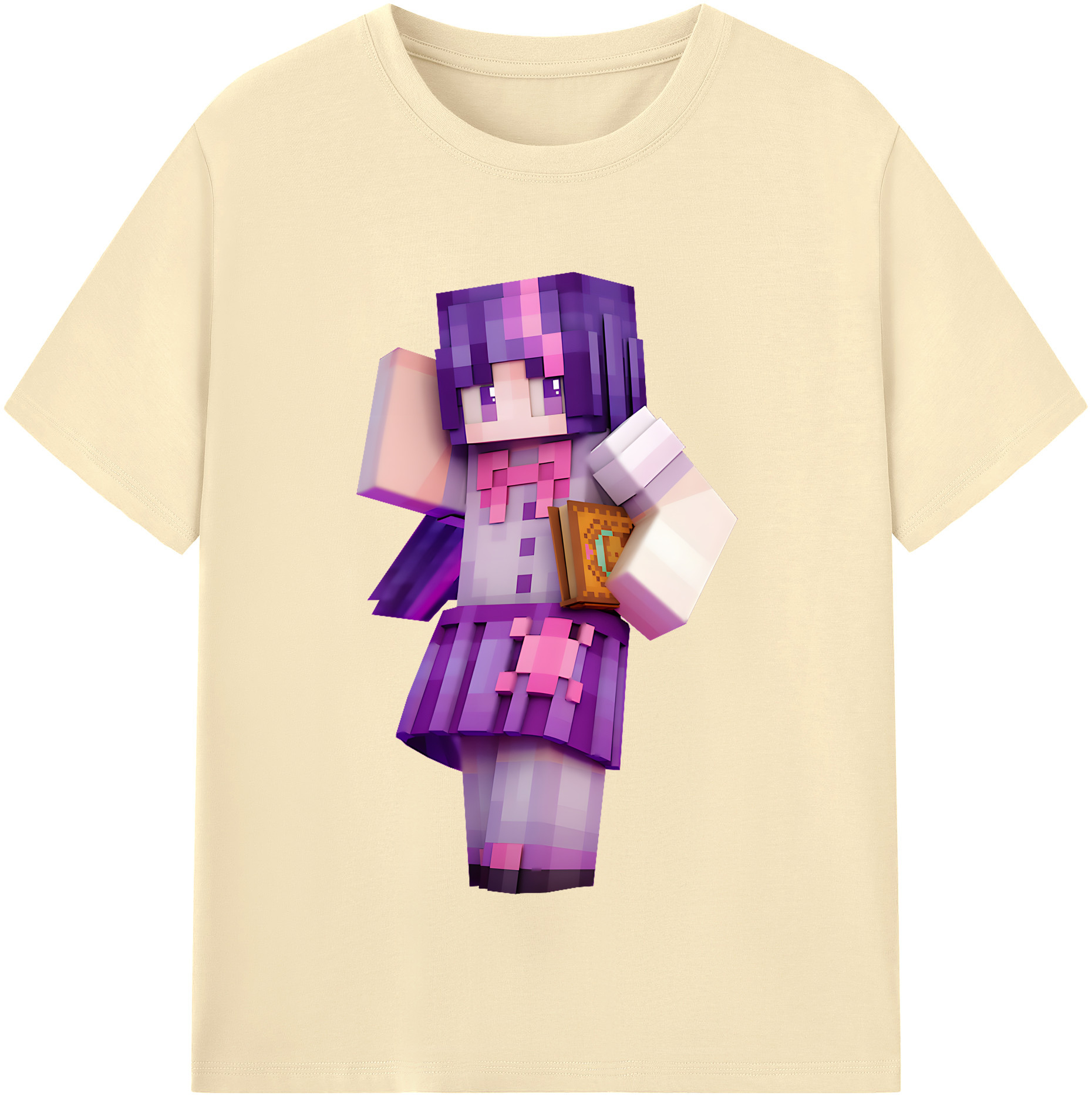 （画像用） マインクラフト ブロックの世界 Minecraft MC Block world 綿100％半袖Tシャツ（フロントプリント）