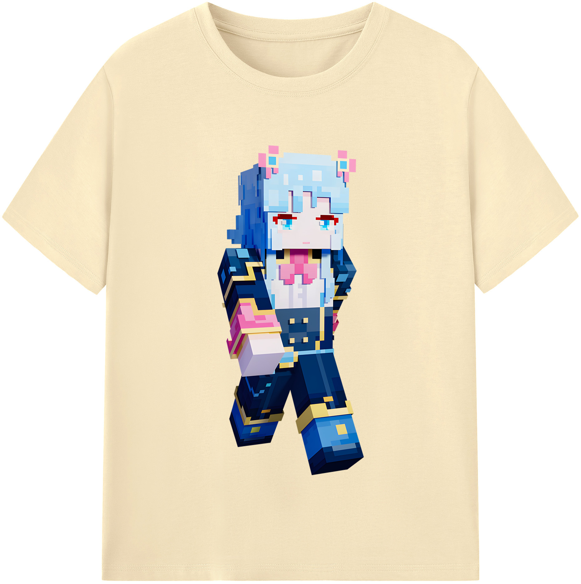 （画像用） マインクラフト ブロックの世界 Minecraft MC Block world 綿100％半袖Tシャツ（フロントプリント）