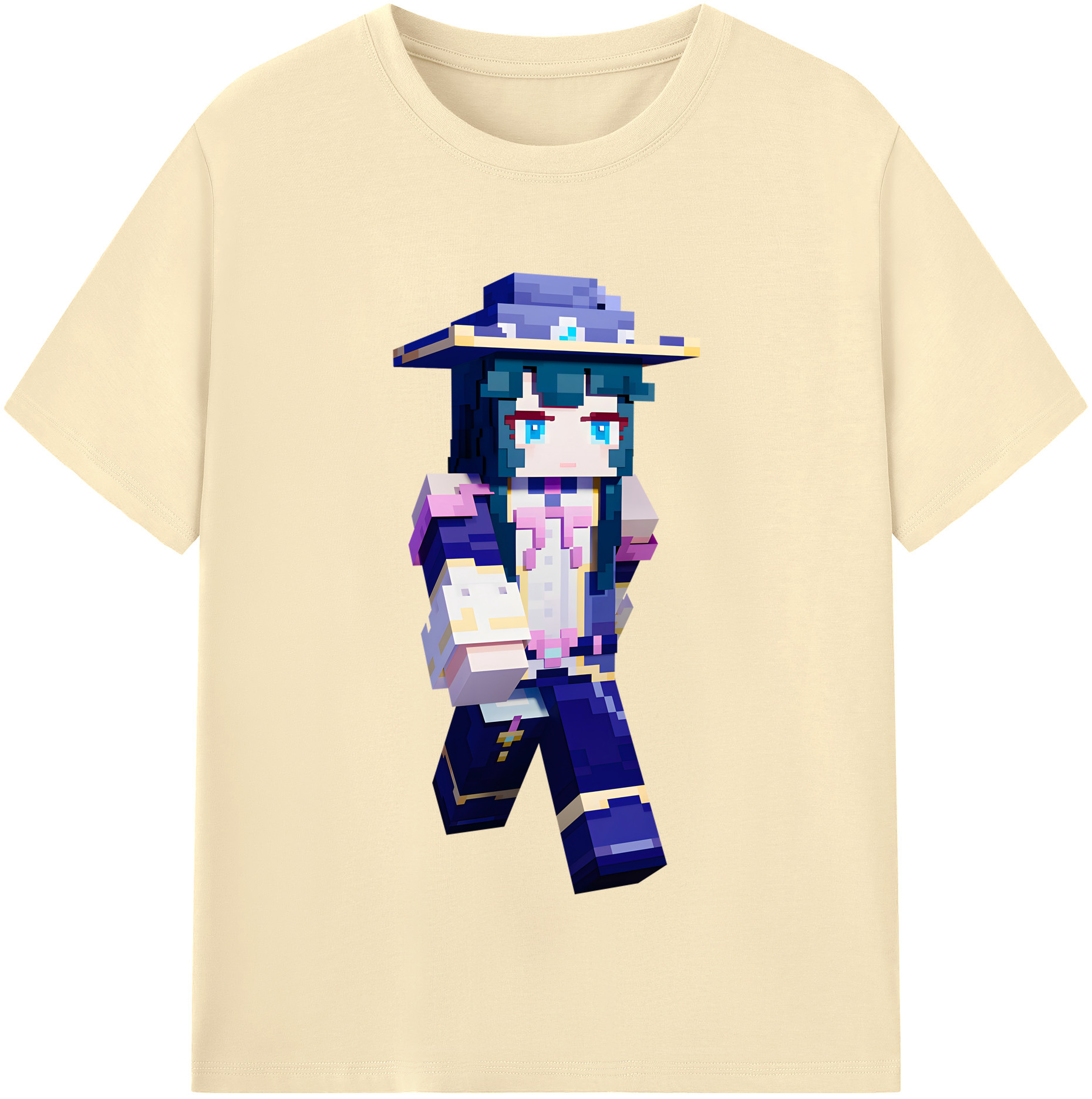 （画像用） マインクラフト ブロックの世界 Minecraft MC Block world 綿100％半袖Tシャツ（フロントプリント）