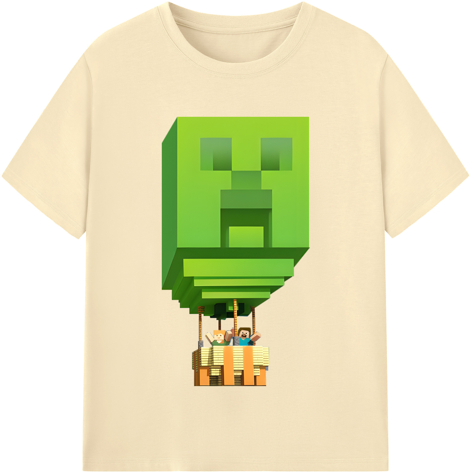 （画像用） マインクラフト ブロックの世界 Minecraft MC Block world 綿100％半袖Tシャツ（フロントプリント）