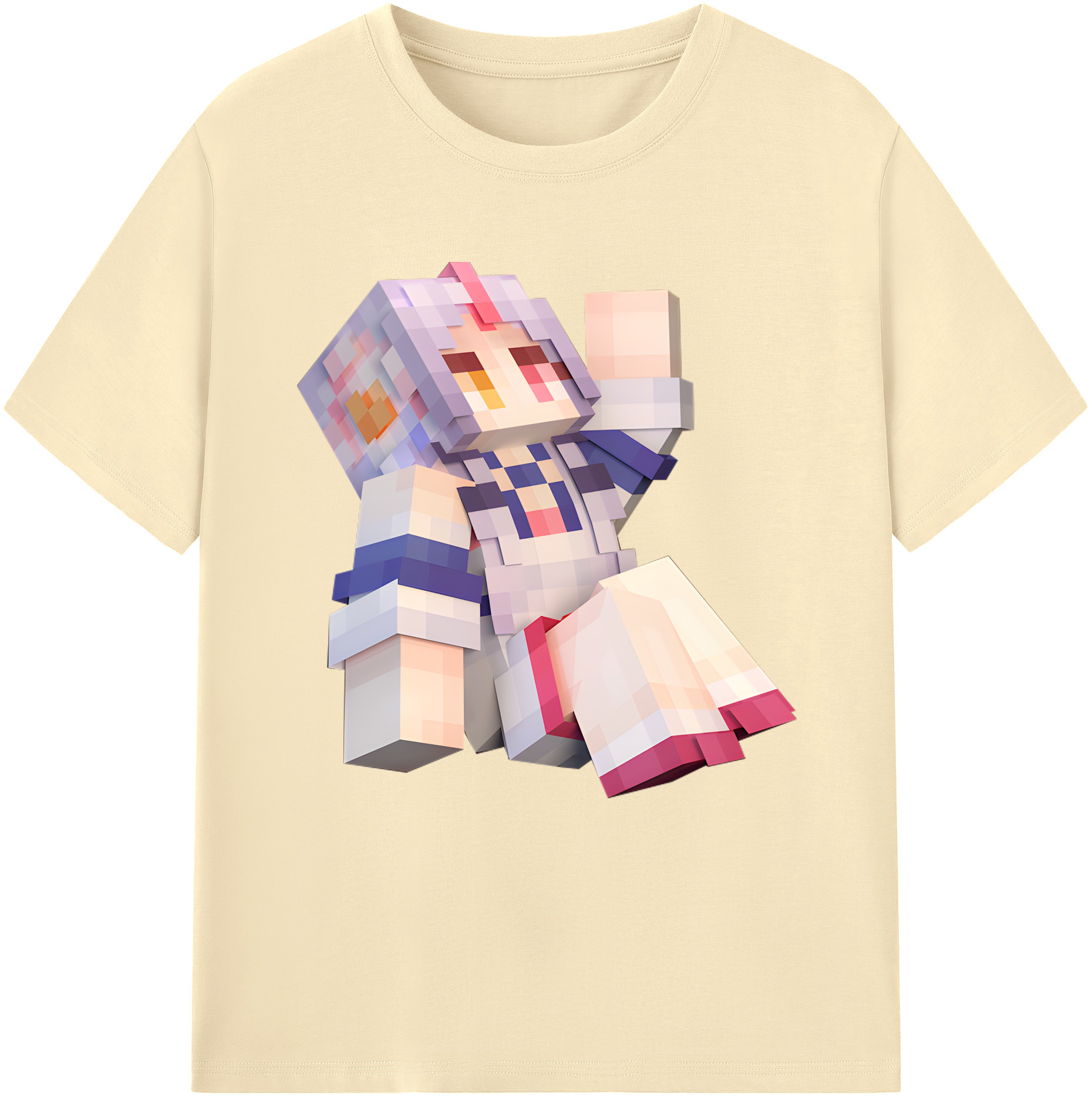 （画像用） マインクラフト ブロックの世界 Minecraft MC Block world 綿100％半袖Tシャツ（フロントプリント）