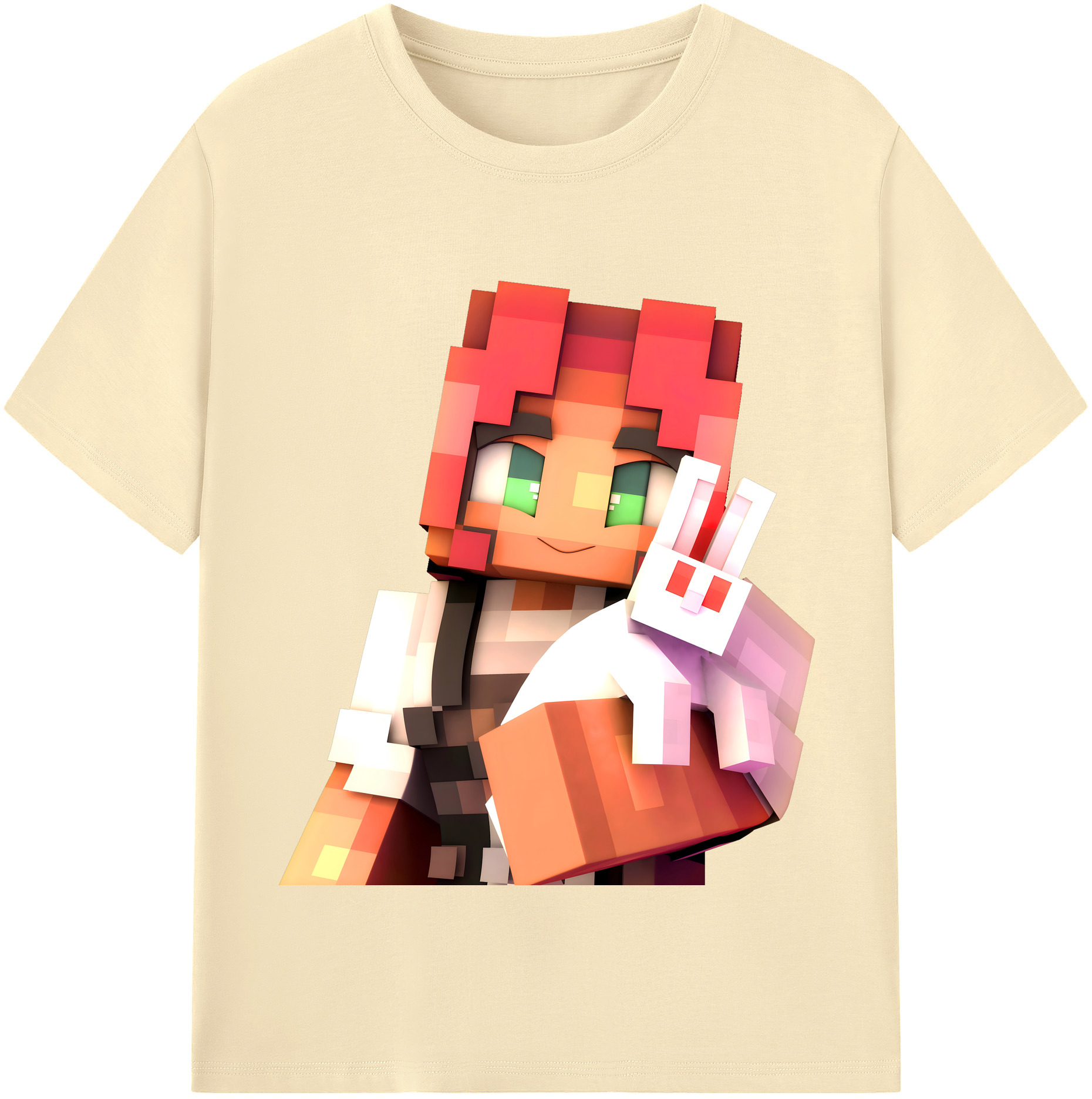 （画像用） マインクラフト ブロックの世界 Minecraft MC Block world 綿100％半袖Tシャツ（フロントプリント）