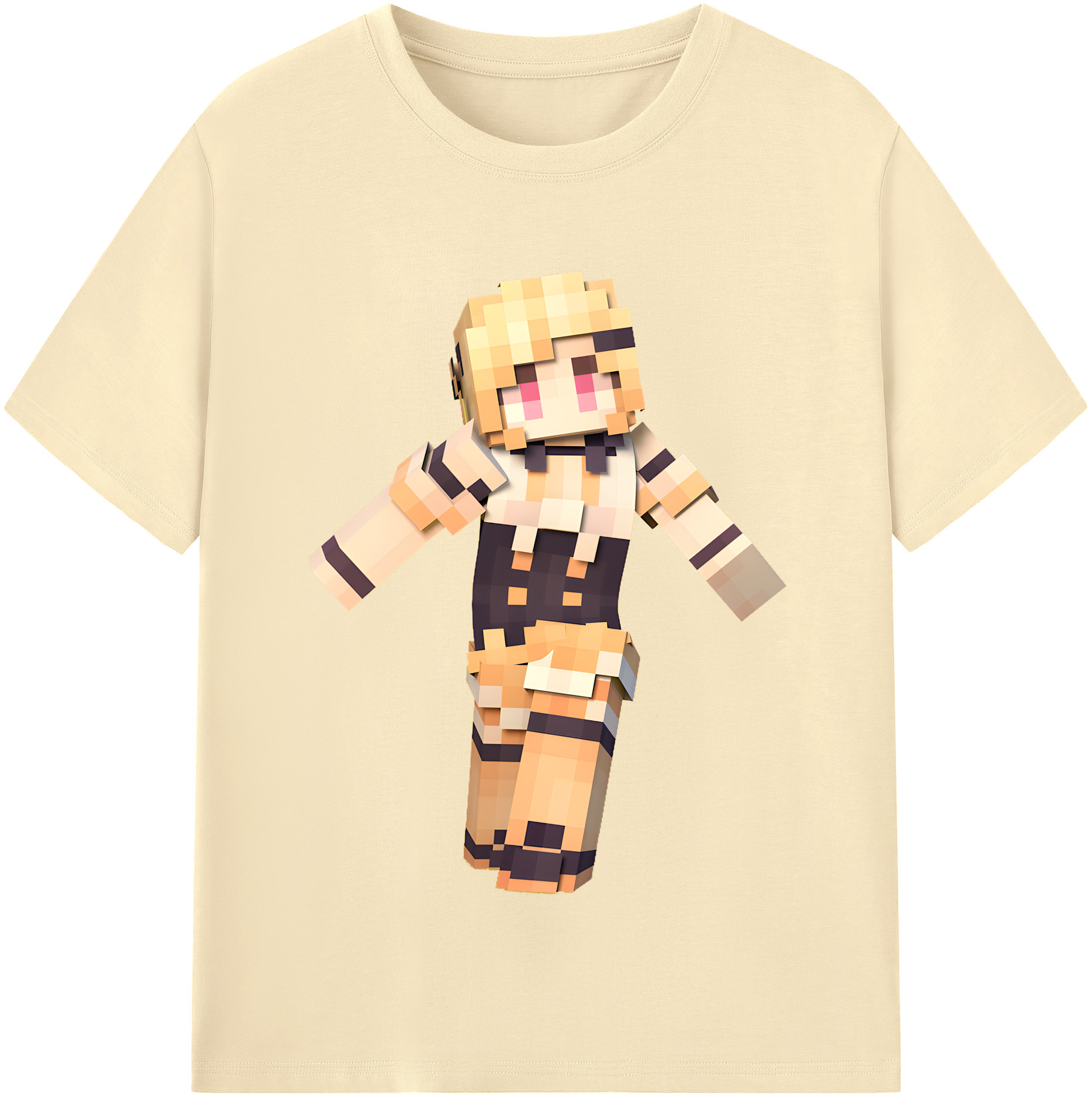 （画像用） マインクラフト ブロックの世界 Minecraft MC Block world 綿100％半袖Tシャツ（フロントプリント）
