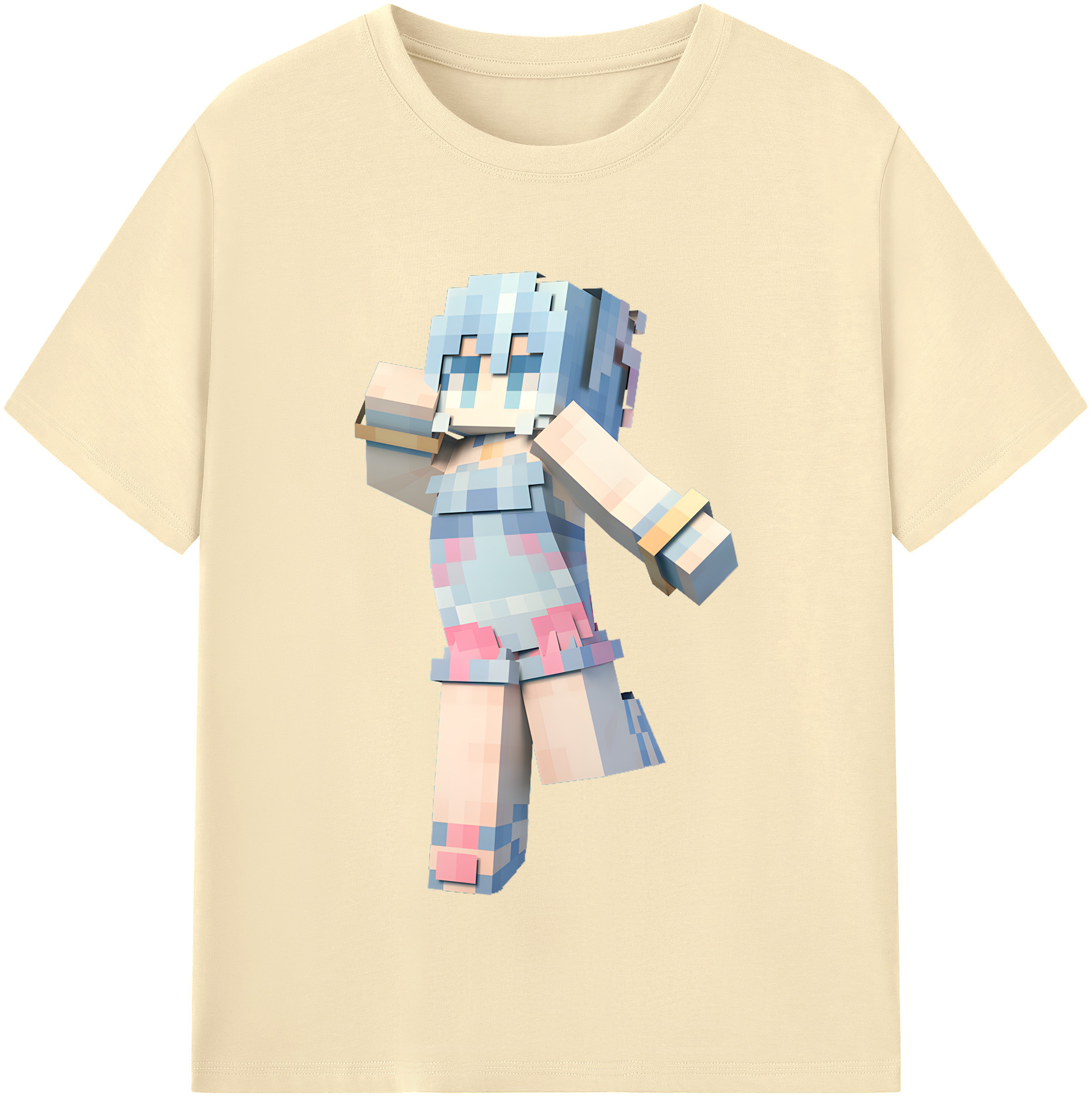 （画像用） マインクラフト ブロックの世界 Minecraft MC Block world 綿100％半袖Tシャツ（フロントプリント）
