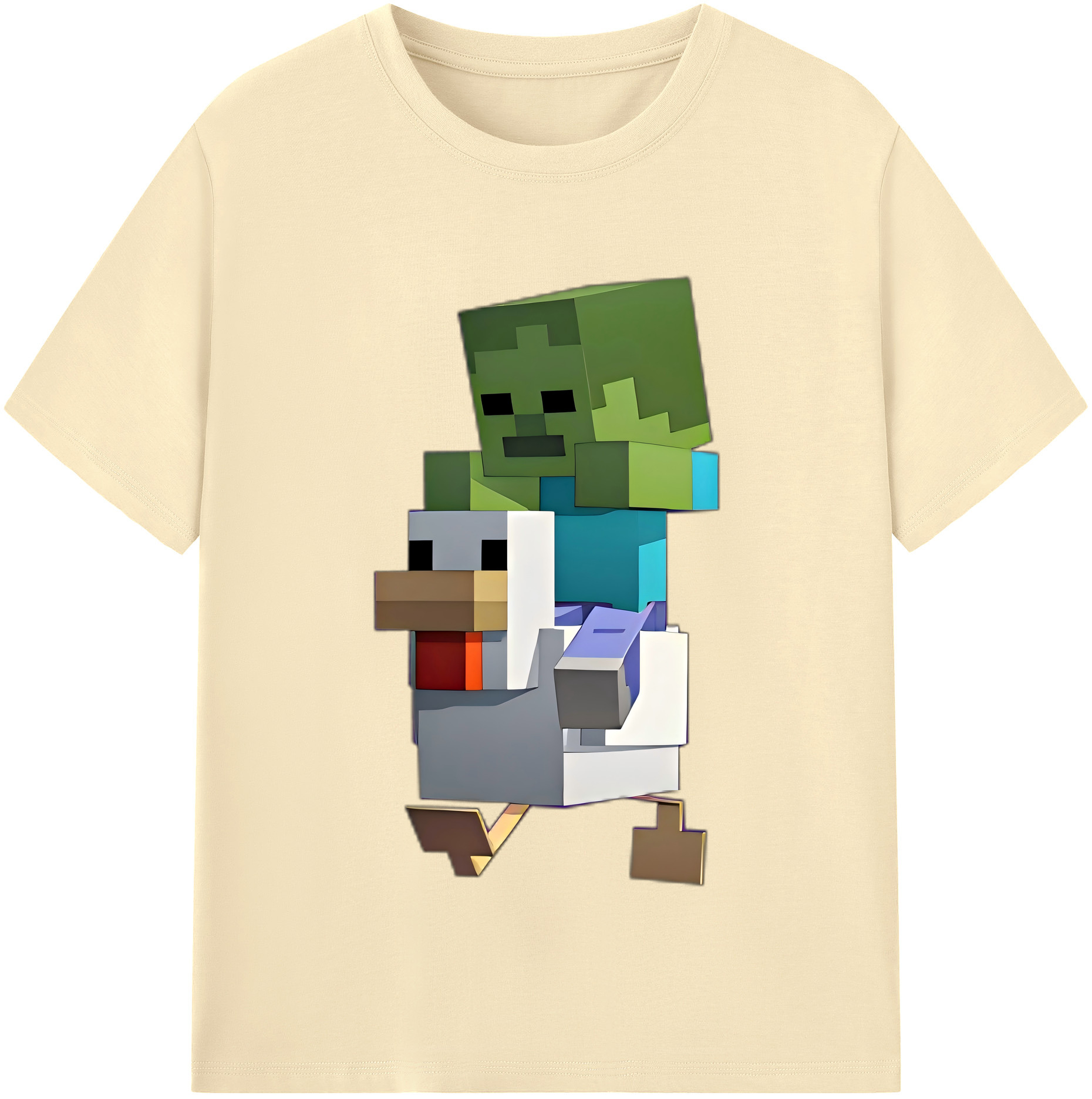 （画像用） マインクラフト ブロックの世界 Minecraft MC Block world 綿100％半袖Tシャツ（フロントプリント）