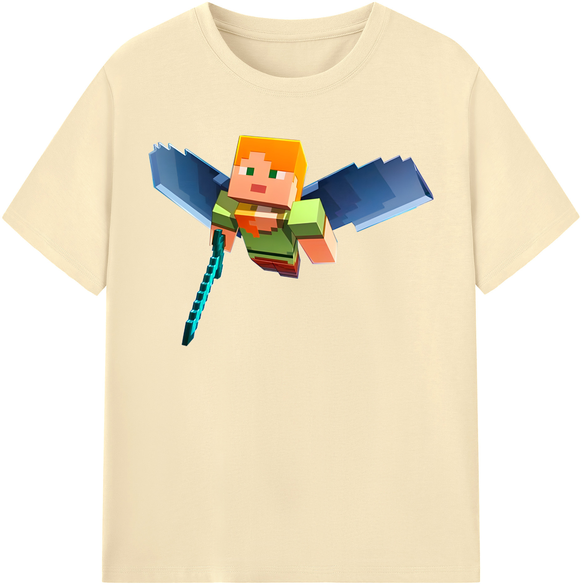 （画像用） マインクラフト ブロックの世界 Minecraft MC Block world 綿100％半袖Tシャツ（フロントプリント）