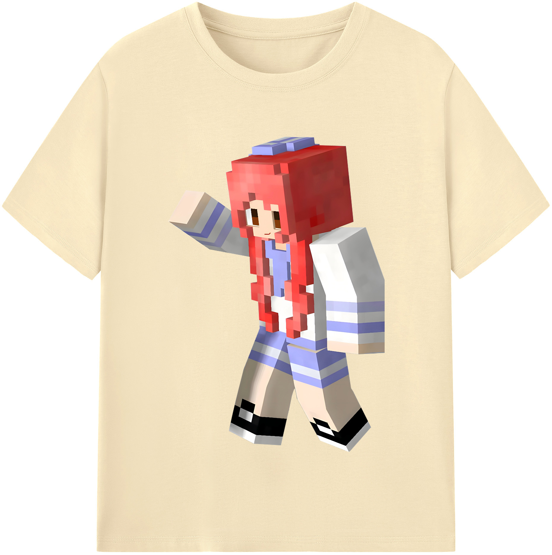 （画像用） マインクラフト ブロックの世界 Minecraft MC Block world 綿100％半袖Tシャツ（フロントプリント）