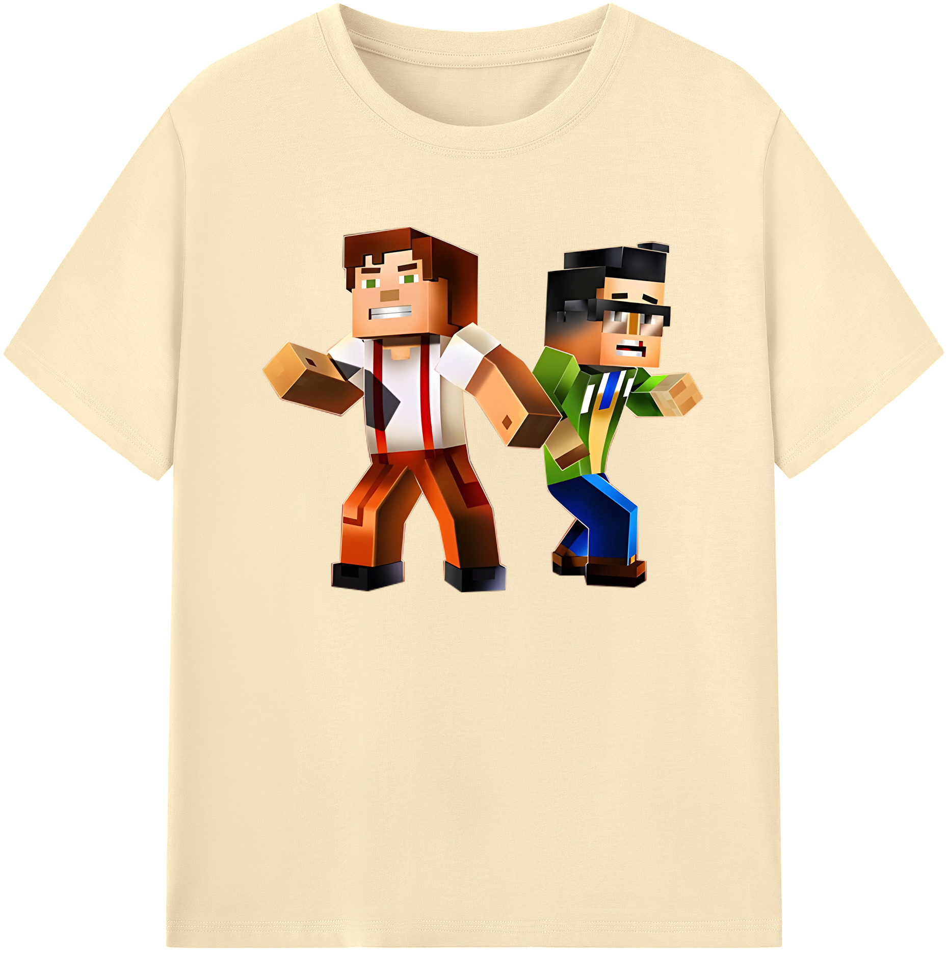 （画像用） マインクラフト ブロックの世界 Minecraft MC Block world 綿100％半袖Tシャツ（フロントプリント）