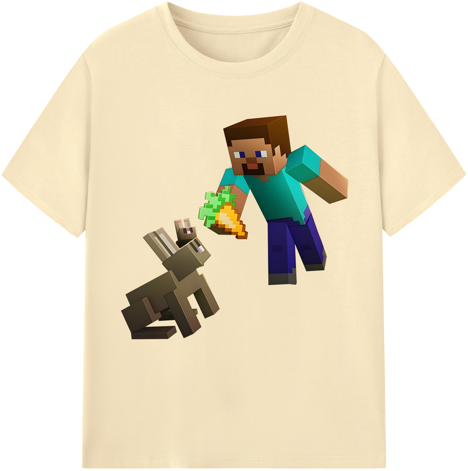 （画像用） マインクラフト ブロックの世界 Minecraft MC Block world 綿100％半袖Tシャツ（フロントプリント）