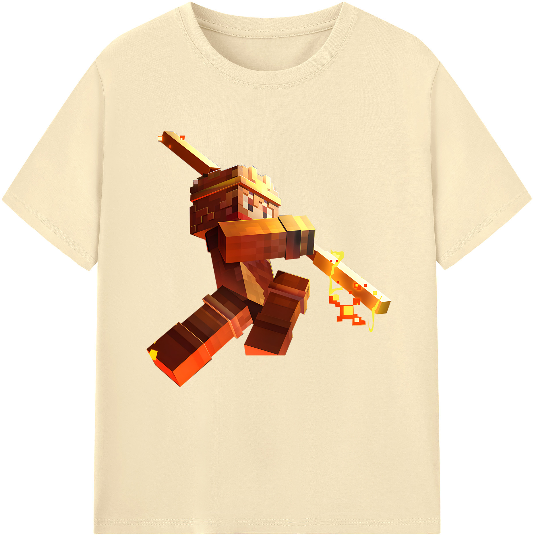 （画像用） マインクラフト ブロックの世界 Minecraft MC Block world 綿100％半袖Tシャツ（フロントプリント）