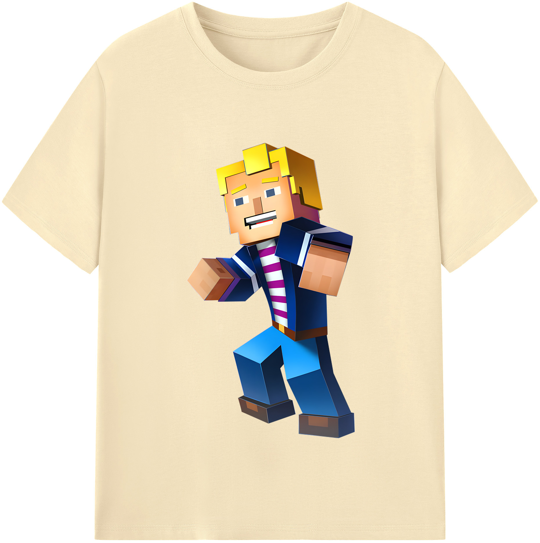 （画像用） マインクラフト ブロックの世界 Minecraft MC Block world 綿100％半袖Tシャツ（フロントプリント）